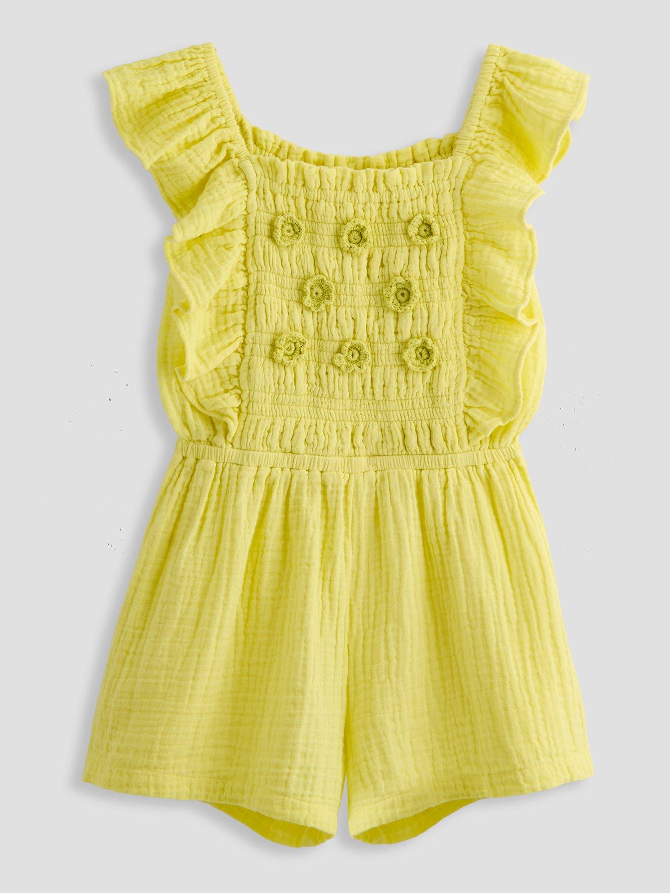 The Very Collection Crochet Flower Playsuit - Yellow