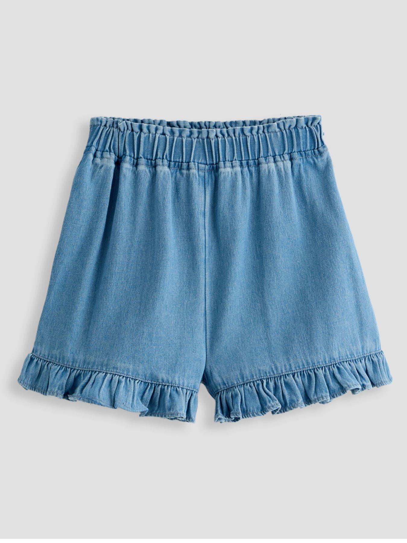 Image 3 of 5 of The Very Collection Girls 2 Pack Denim Frill Shorts - Blue