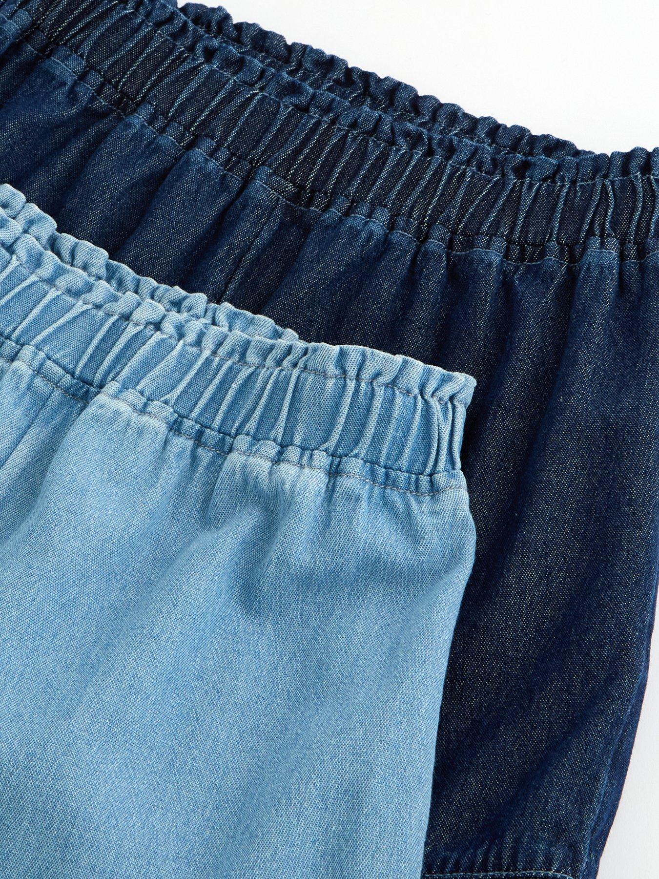 Image 4 of 5 of The Very Collection Girls 2 Pack Denim Frill Shorts - Blue