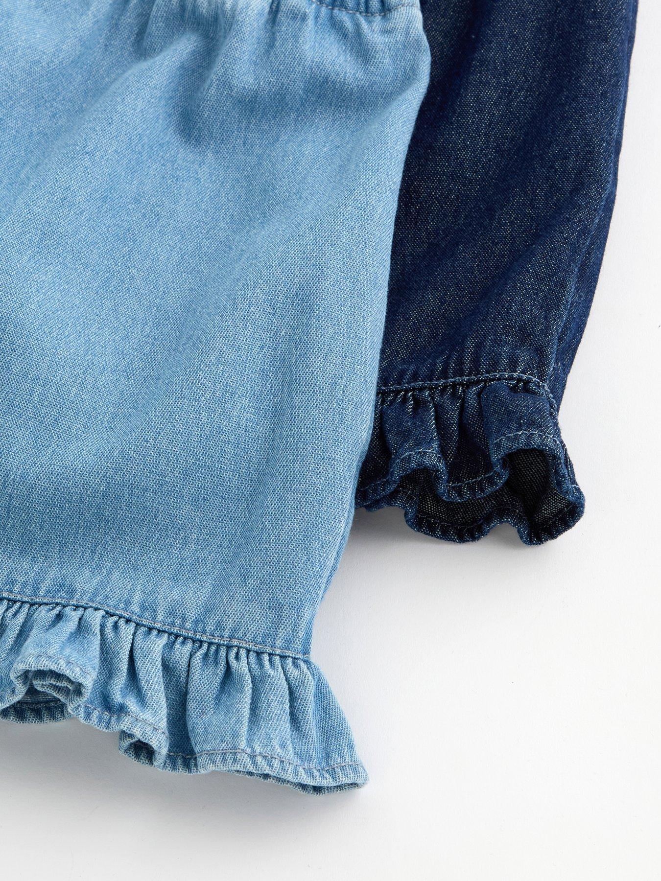 Image 5 of 5 of The Very Collection Girls 2 Pack Denim Frill Shorts - Blue