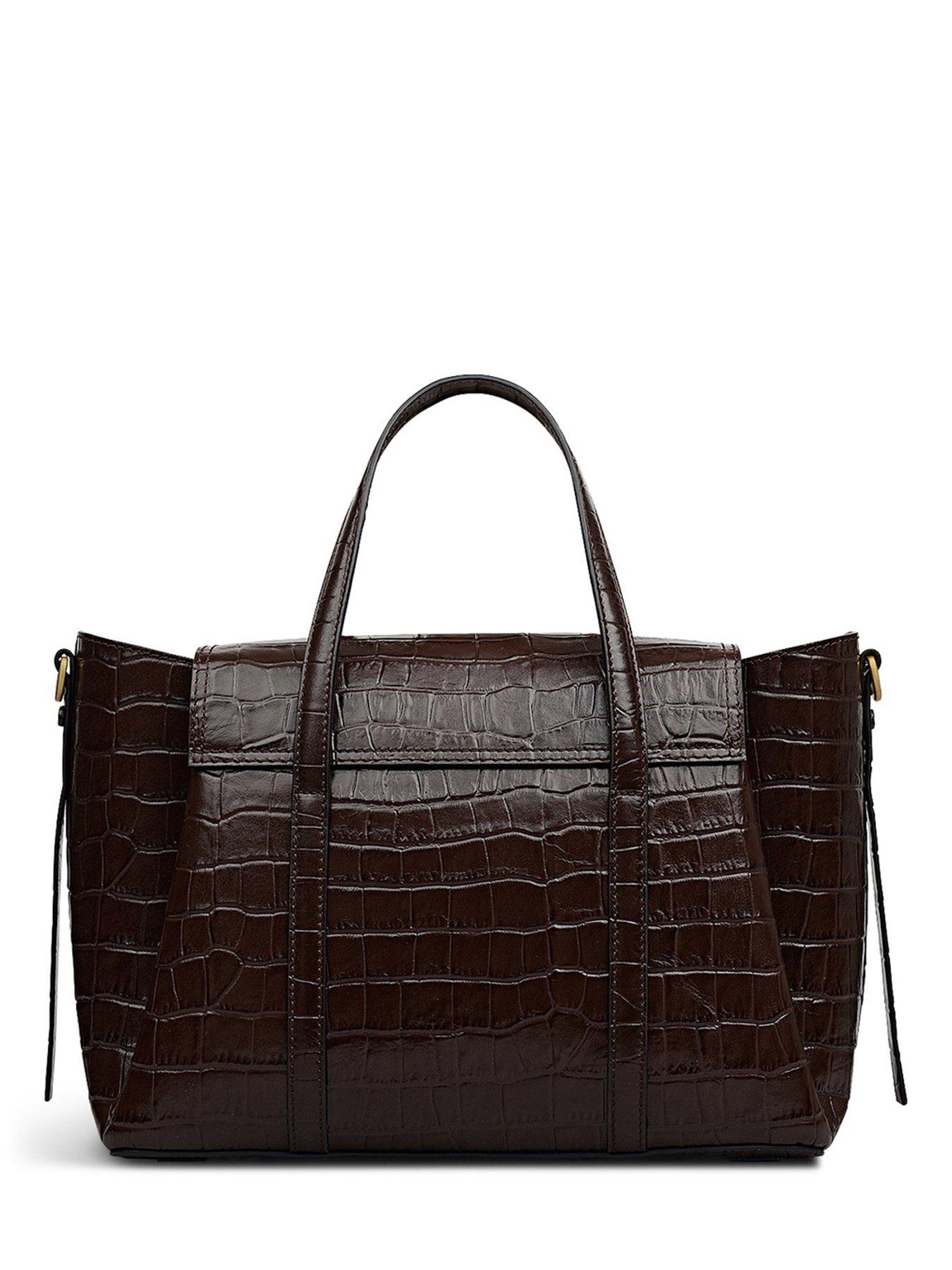  image of radley-the-chancery-faux-croc-medium-flapover-grab-brown