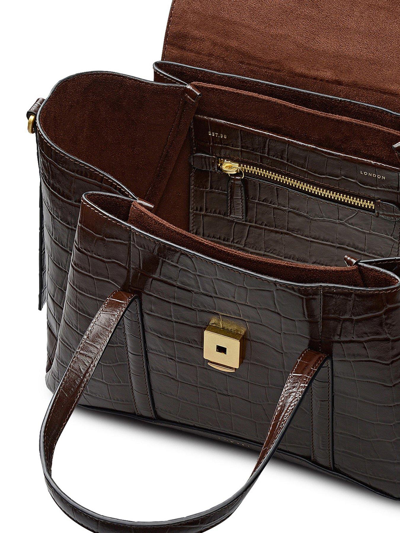  image of radley-the-chancery-faux-croc-medium-flapover-grab-brown