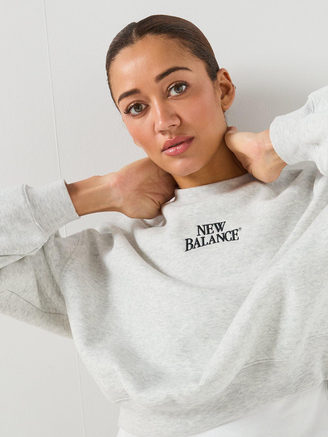 Image 4 of 4 of New Balance Women's Linear Heritage Fleece Crew - Grey