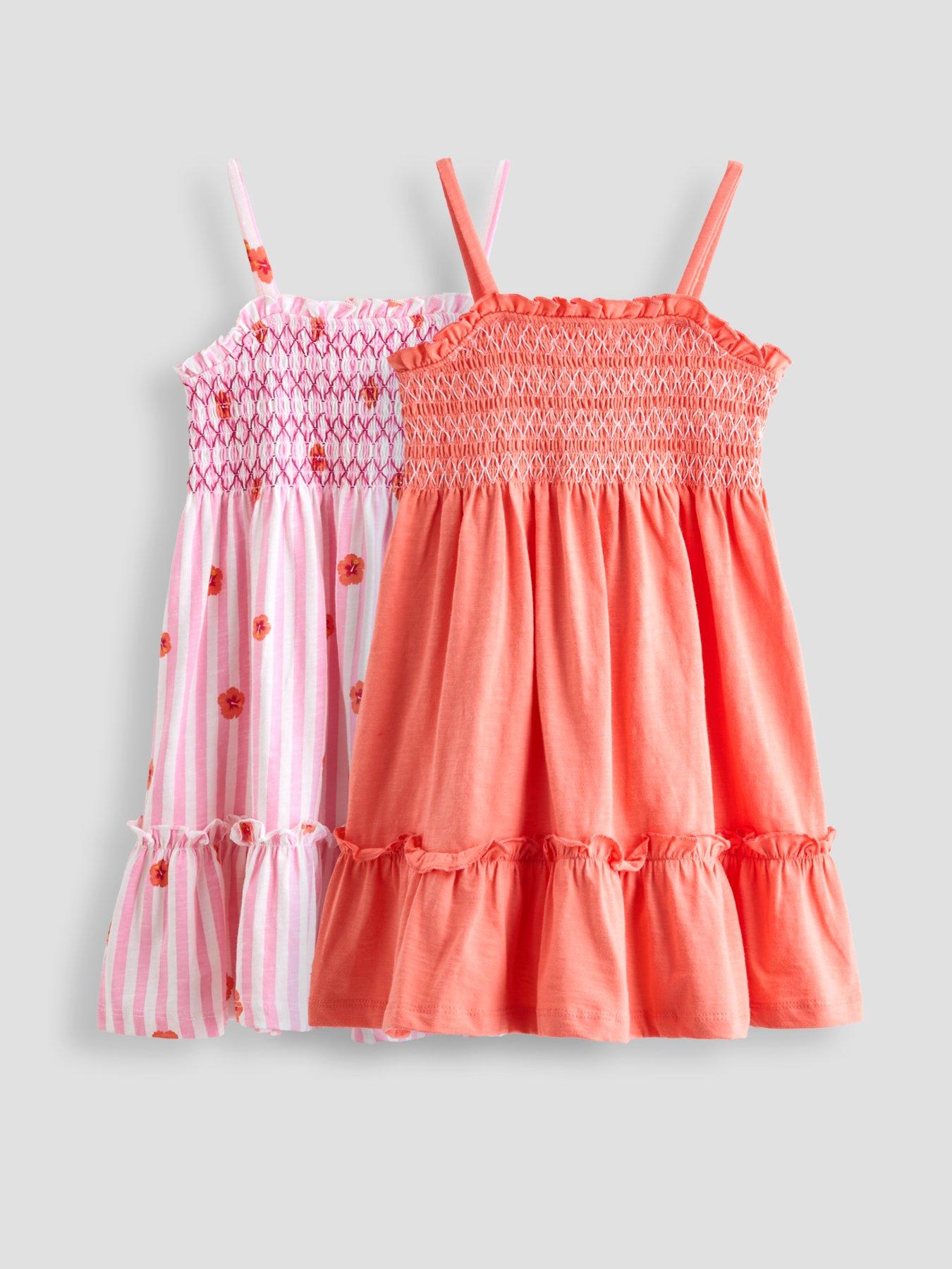 The Very Collection Girls Shirred 2 Pack Dresses - Multi