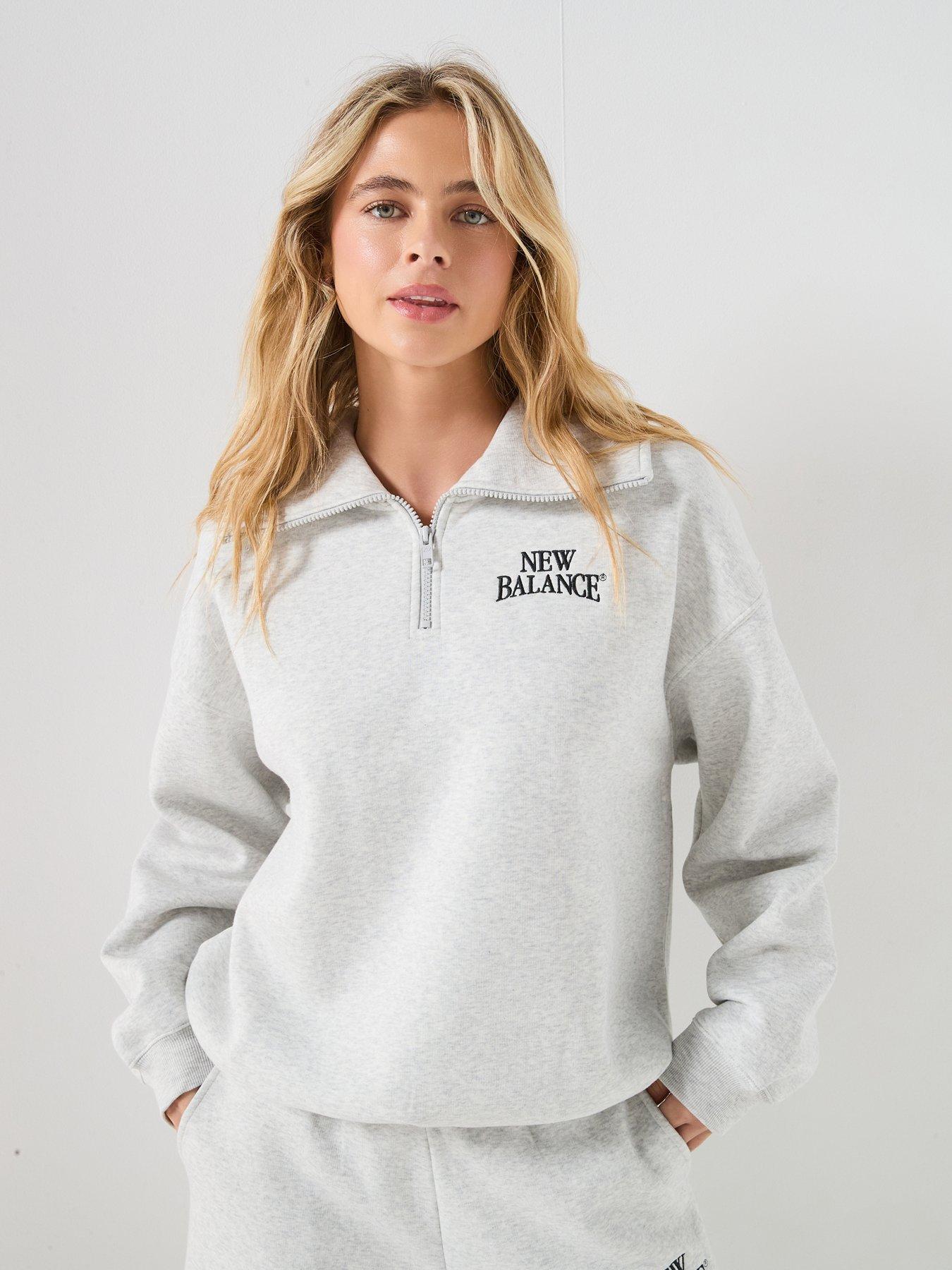 Image 1 of 6 of New Balance Womens Trackside Half Zip Sweatshirt - Grey