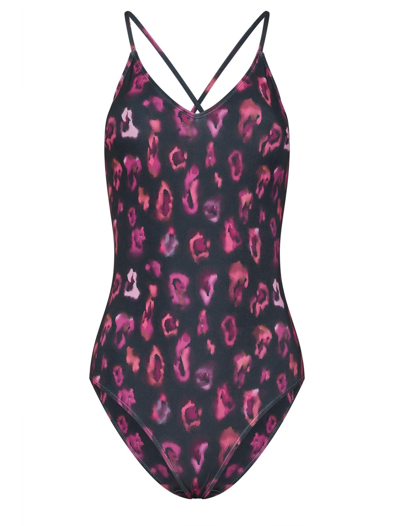 Image 6 of 6 of Long Tall Sally Ombre Animal Swimsuit - Black/Pink