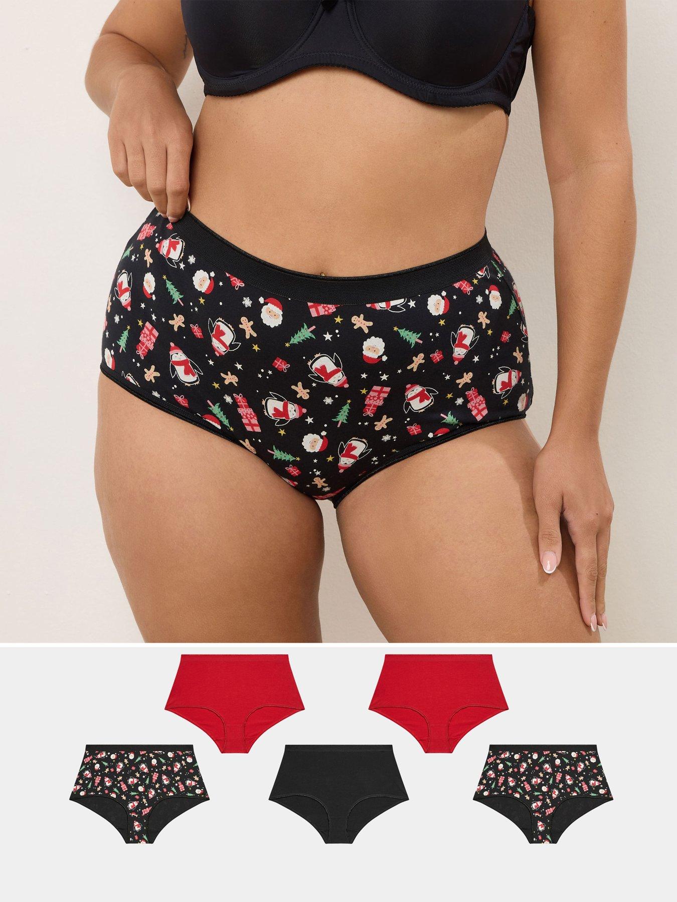 Yours Curve 5 Pack Christmas Full Briefs - Blue