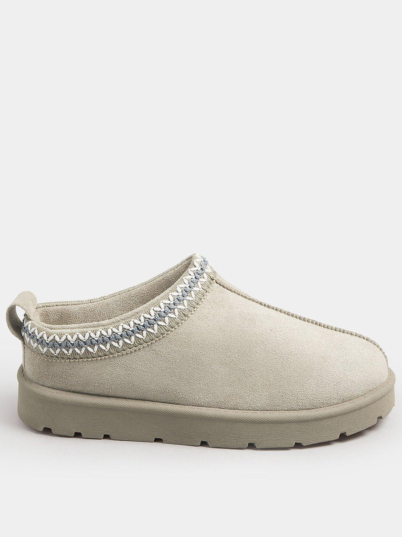 Long Tall Sally Standard Fit Faux Suede Embroidered Mule - Grey