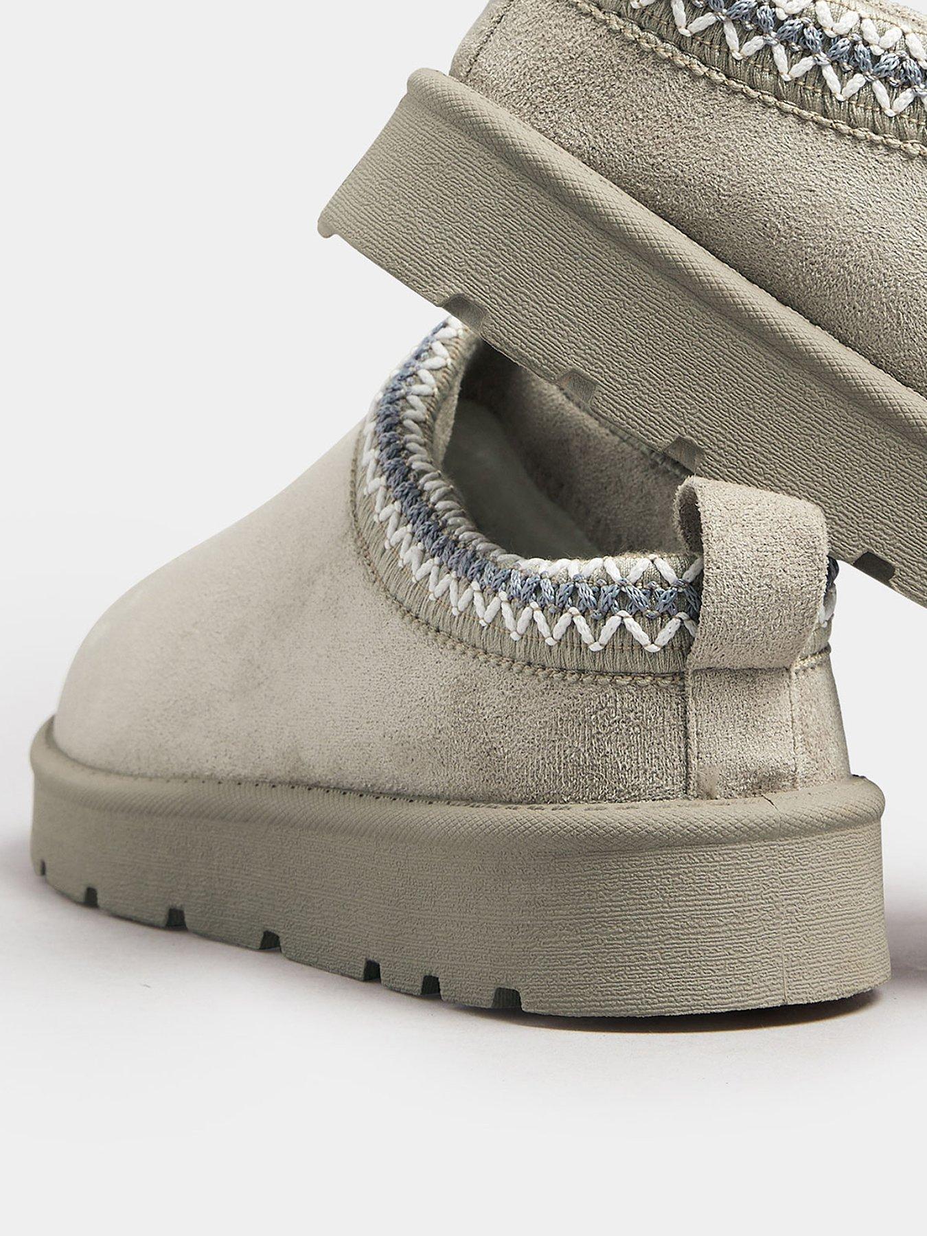  image of long-tall-sally-standard-fit-faux-suede-embroidered-mule-grey