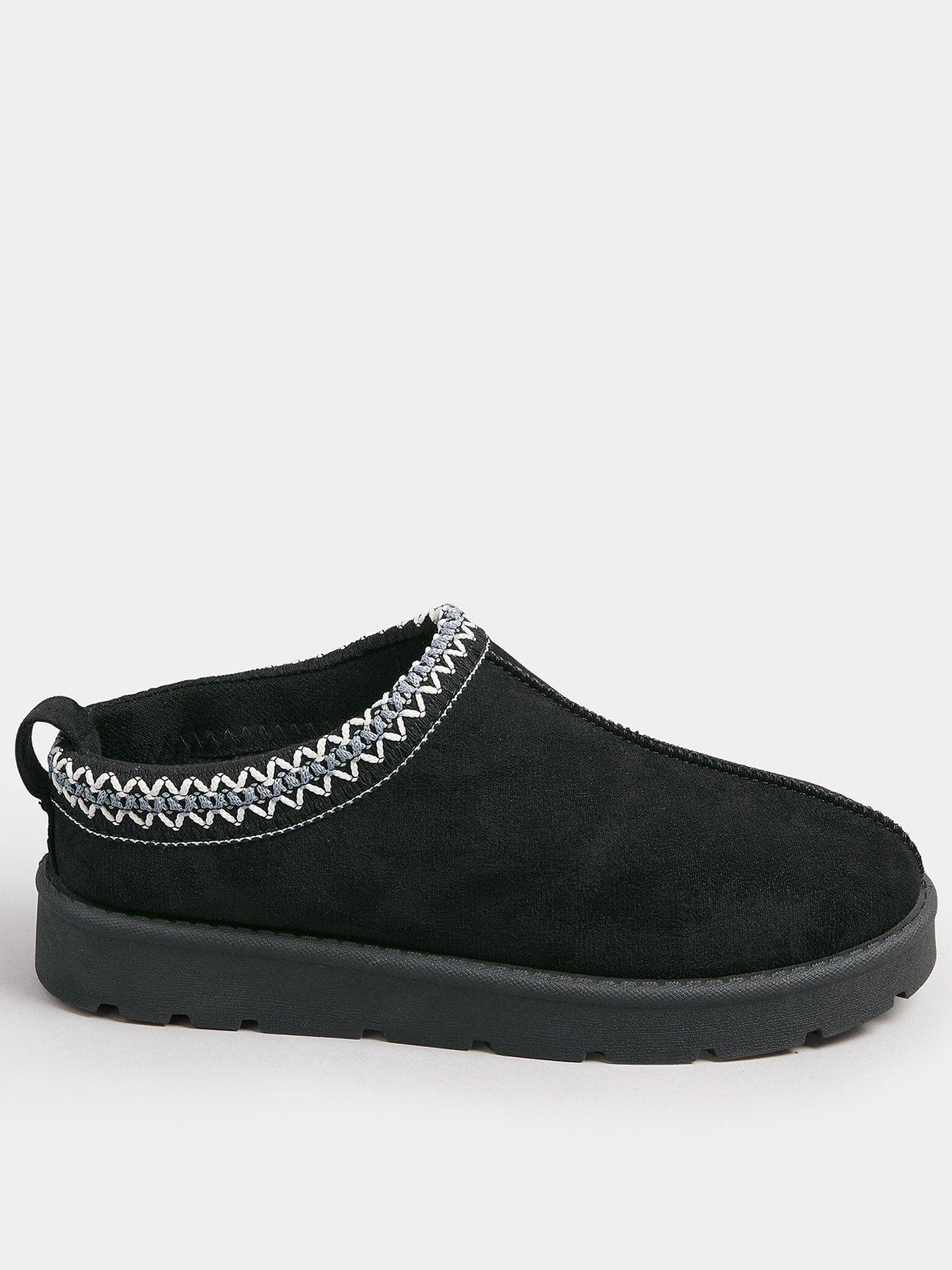 front image of long-tall-sally-standard-fit-faux-suede-embroidered-mule-black