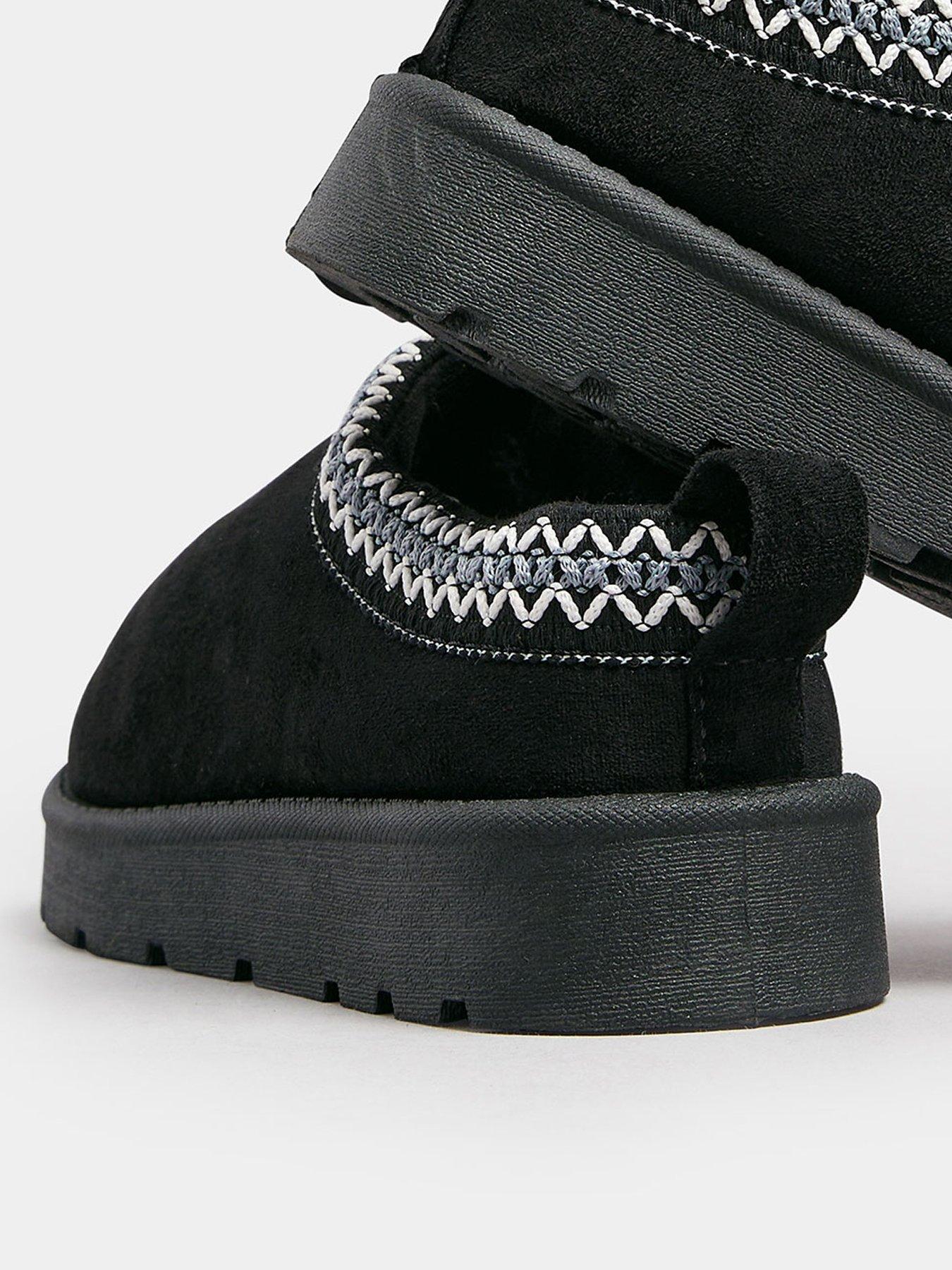  image of long-tall-sally-standard-fit-faux-suede-embroidered-mule-black