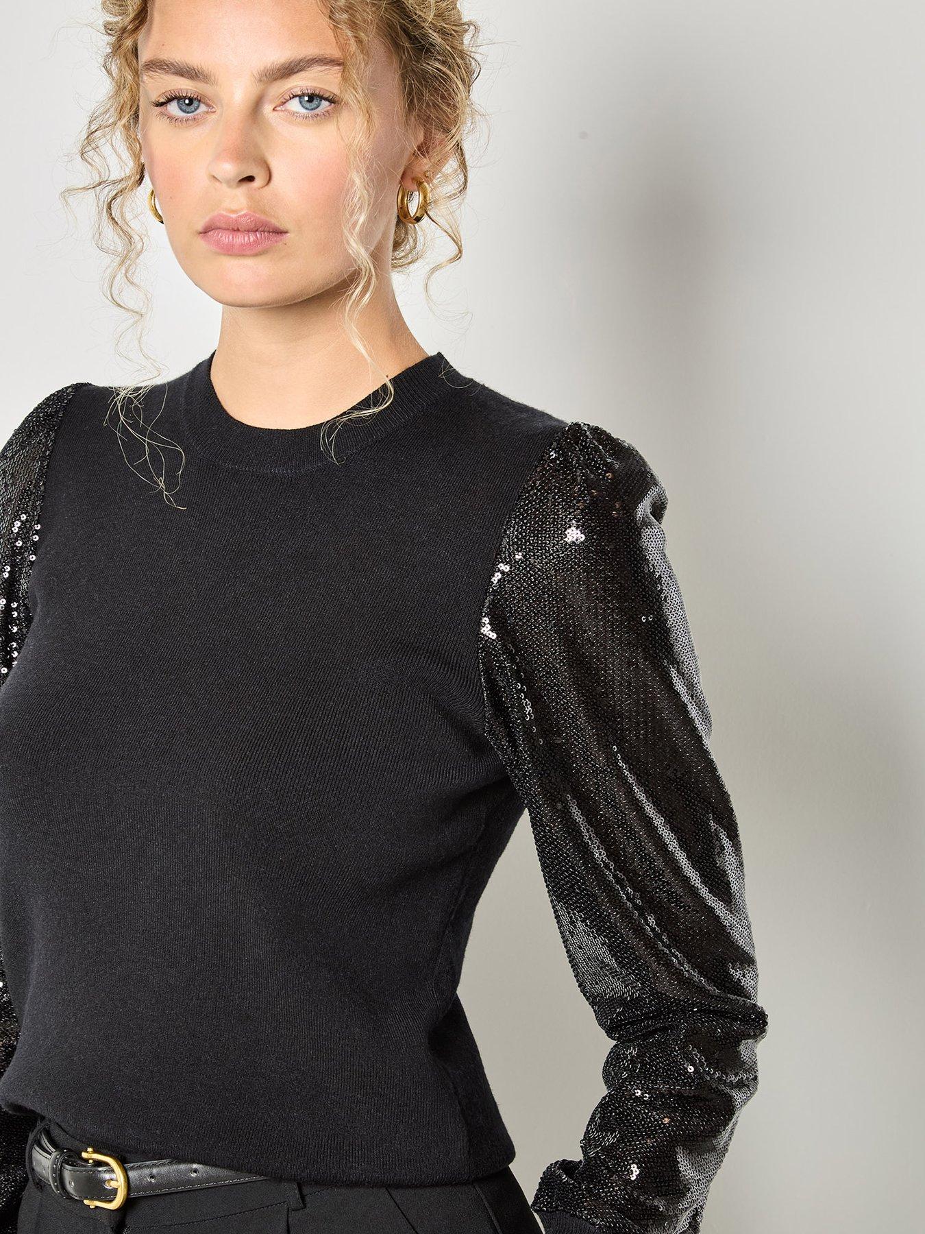 Image 4 of 4 of Apricot Sequin Arm Jumper