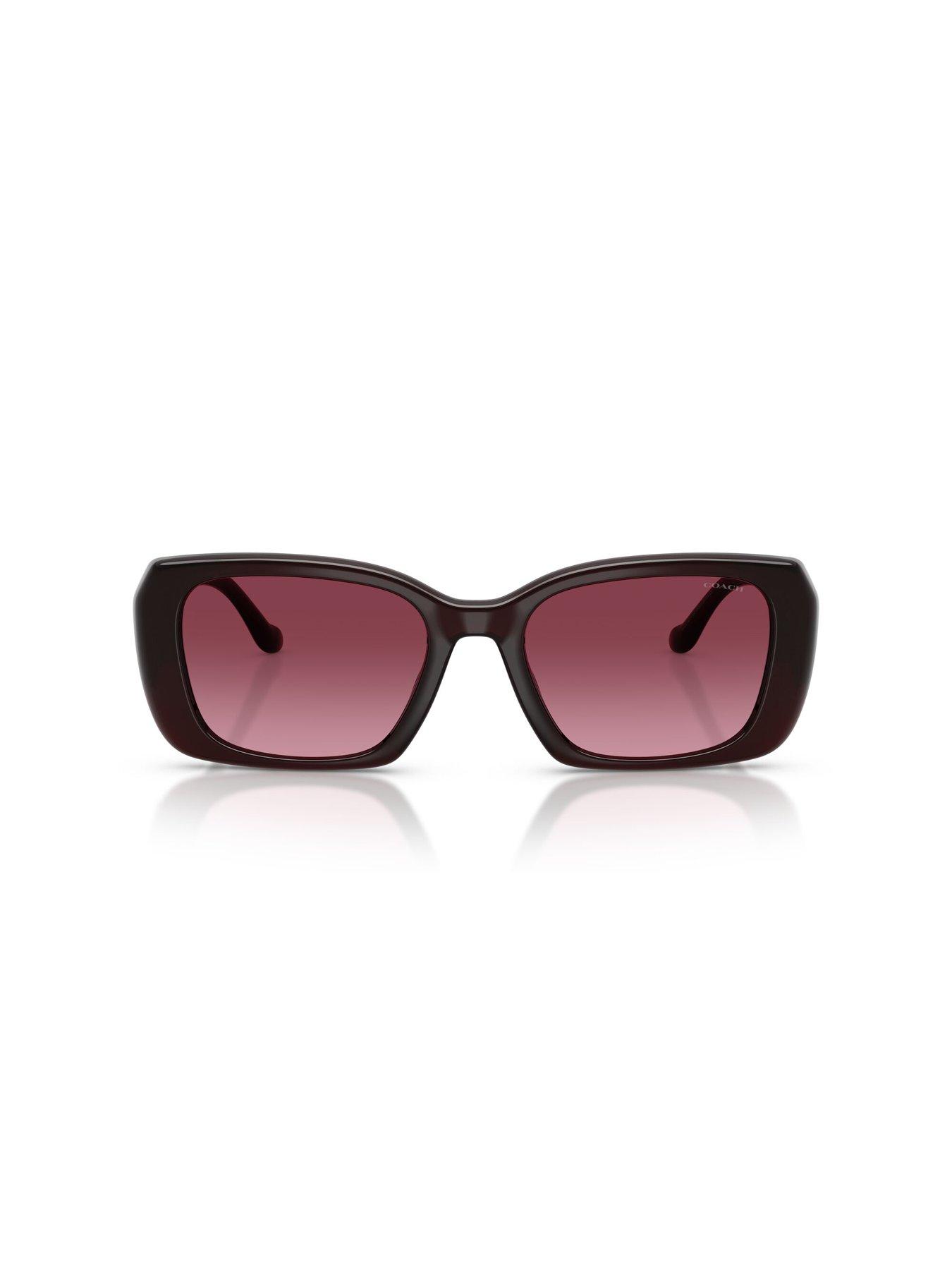 Image 3 of 5 of COACH Shallow Square Sunglasses- Dark Red