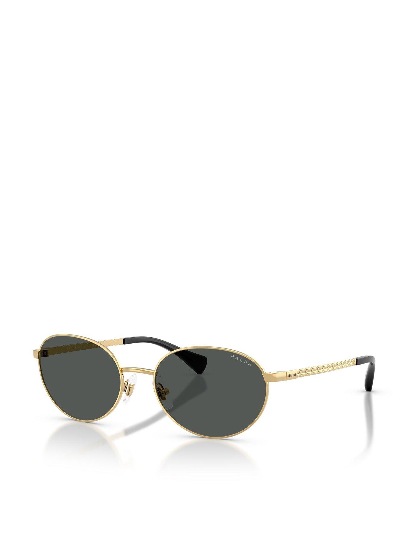 Image 1 of 5 of Ralph Oval Sunglasses- Gold Metal Frame
