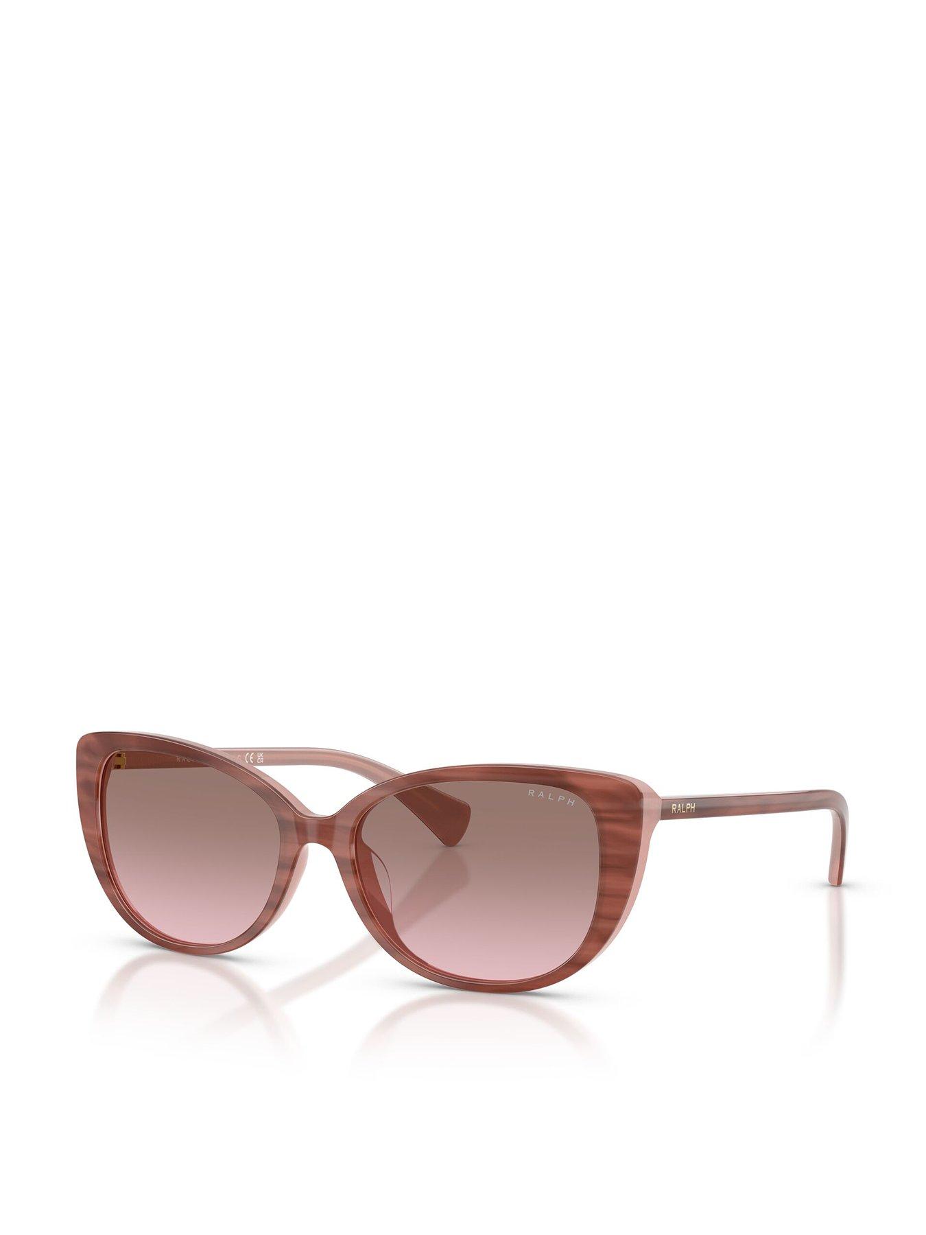 Image 1 of 5 of Ralph Butterfly Sunglasses- Red/brown With Gradient Tint Lens