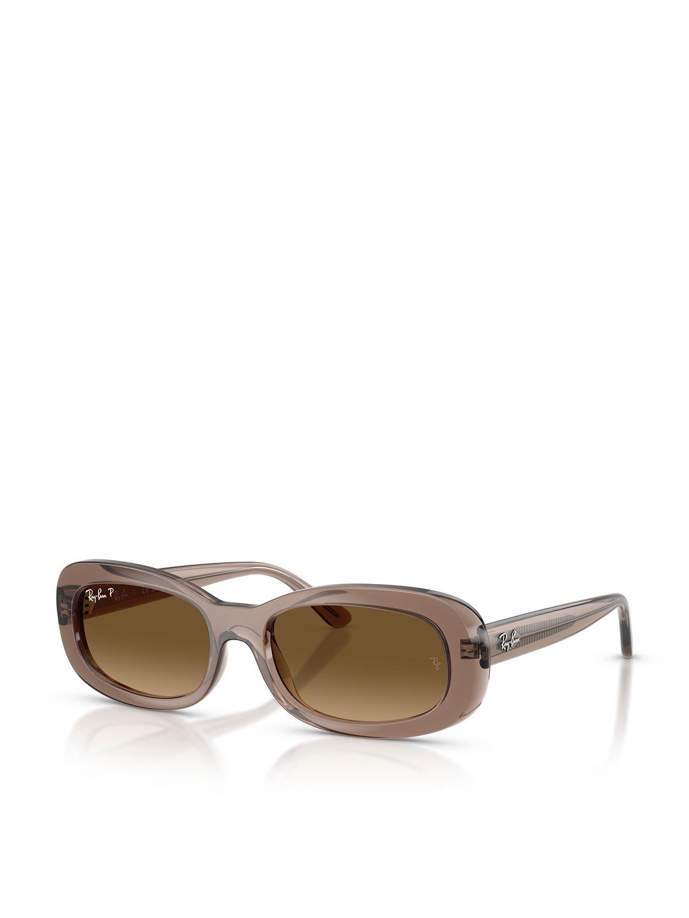  image of ray-ban-oval-sunglasses--transparent-beige-with-gradient-lens