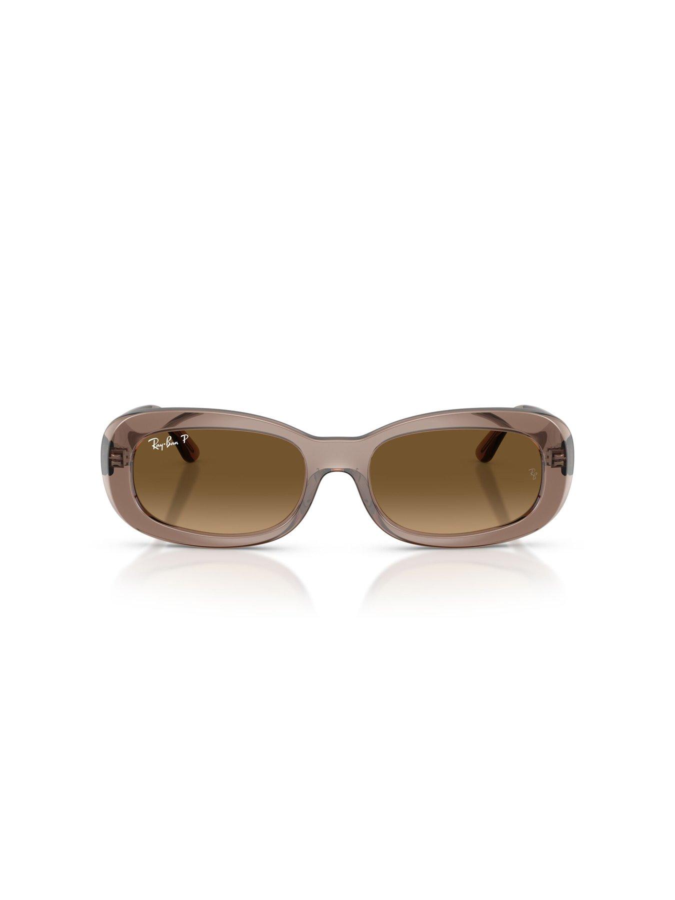  image of ray-ban-oval-sunglasses--transparent-beige-with-gradient-lens