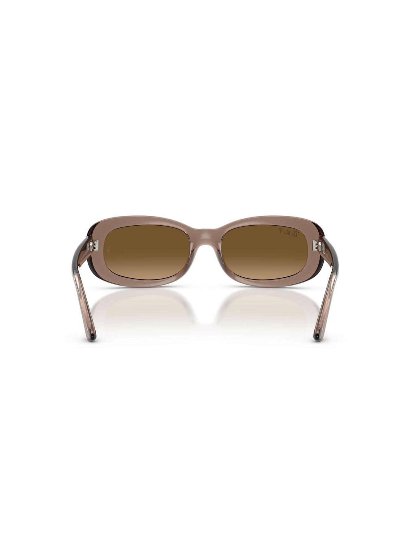  image of ray-ban-oval-sunglasses--transparent-beige-with-gradient-lens