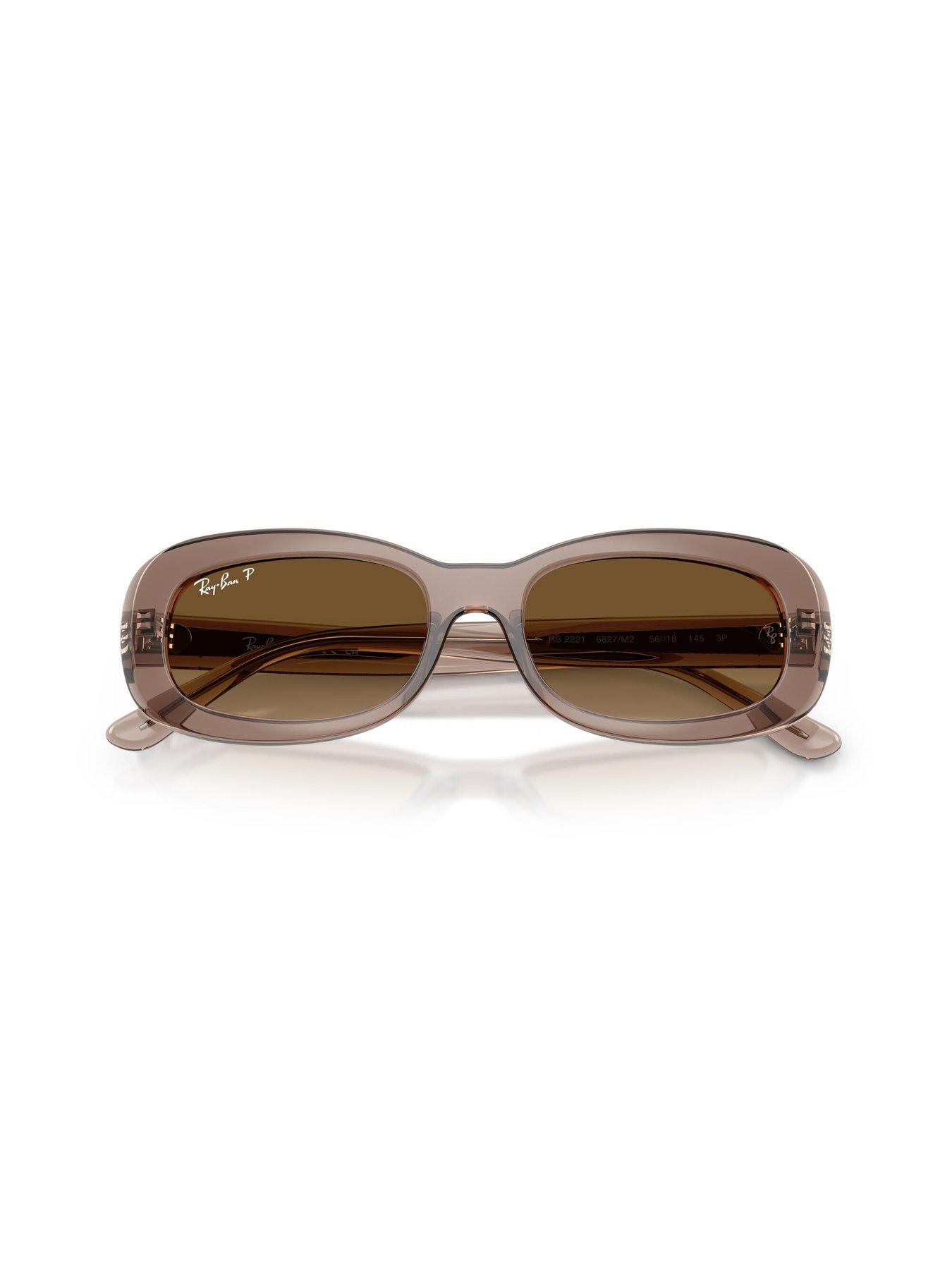  image of ray-ban-oval-sunglasses--transparent-beige-with-gradient-lens