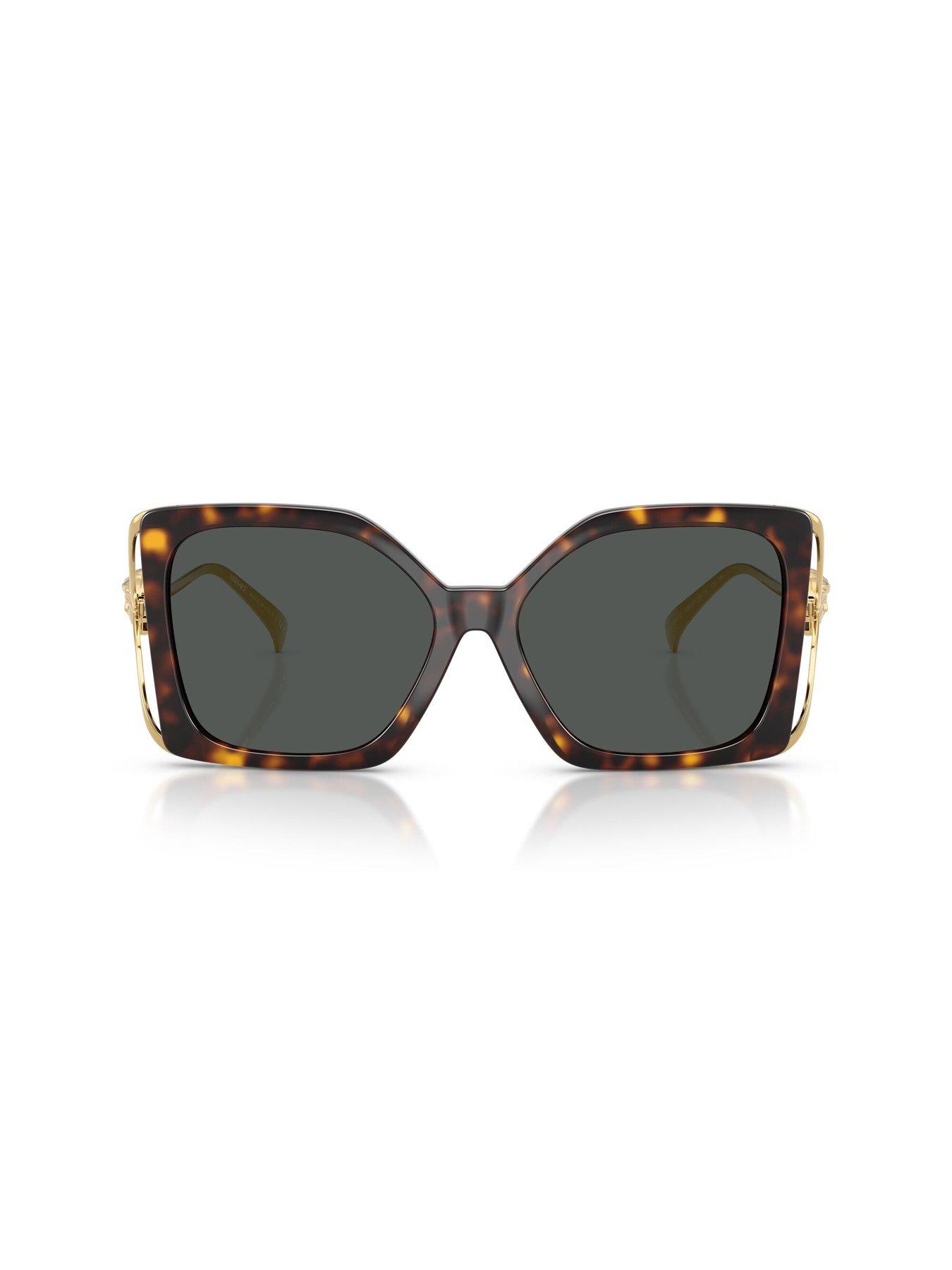 Image 3 of 5 of VERSACE Square Sunglasses With Gold Frame- Dark Havana