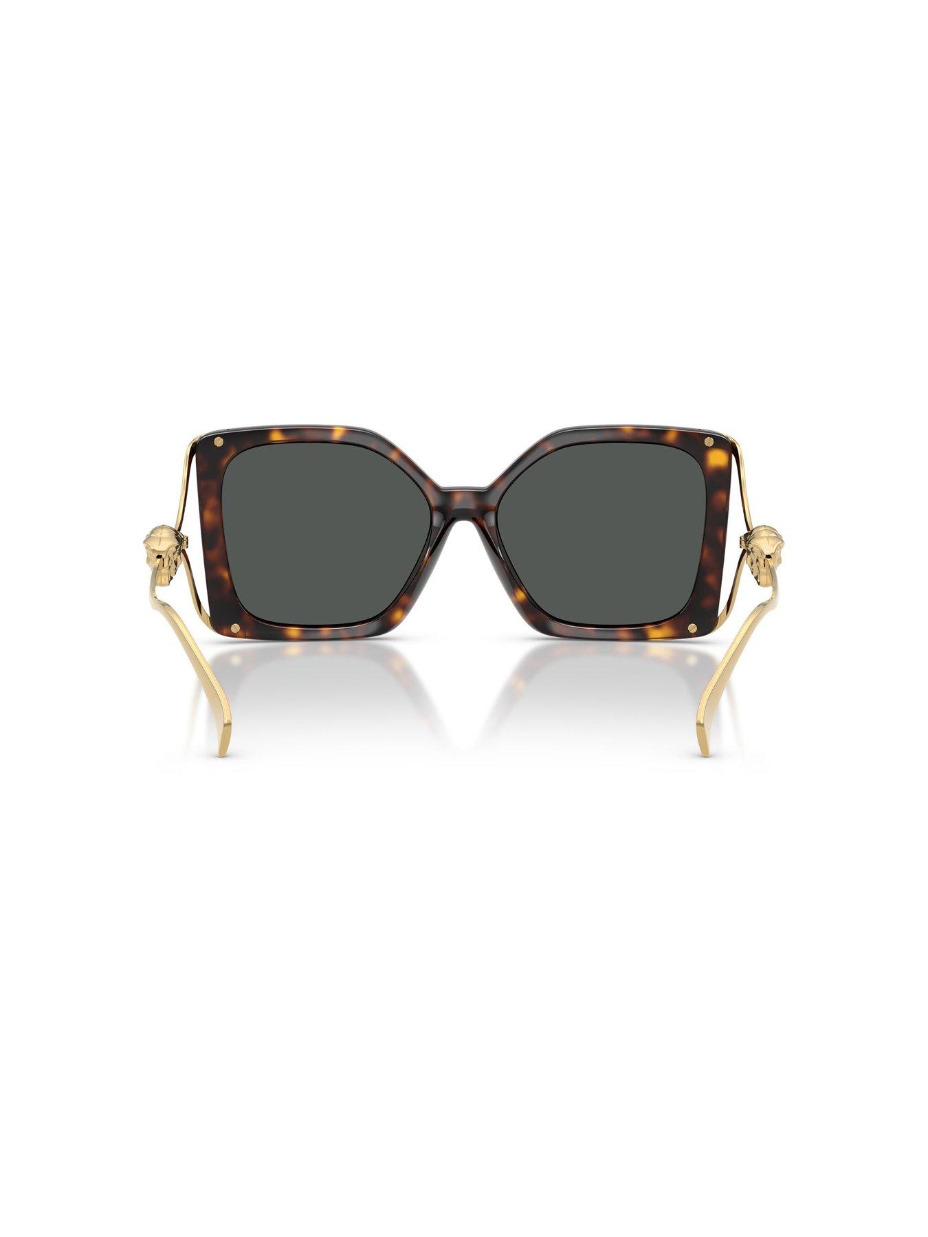 Image 4 of 5 of VERSACE Square Sunglasses With Gold Frame- Dark Havana