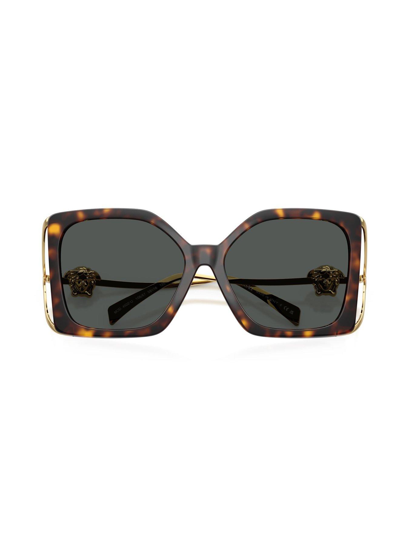 Image 5 of 5 of VERSACE Square Sunglasses With Gold Frame- Dark Havana
