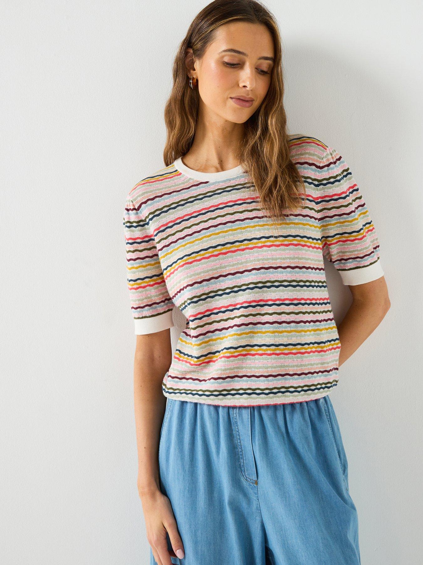 PS PAUL SMITH Womens Swirl Knitted T-Shirt - Multi