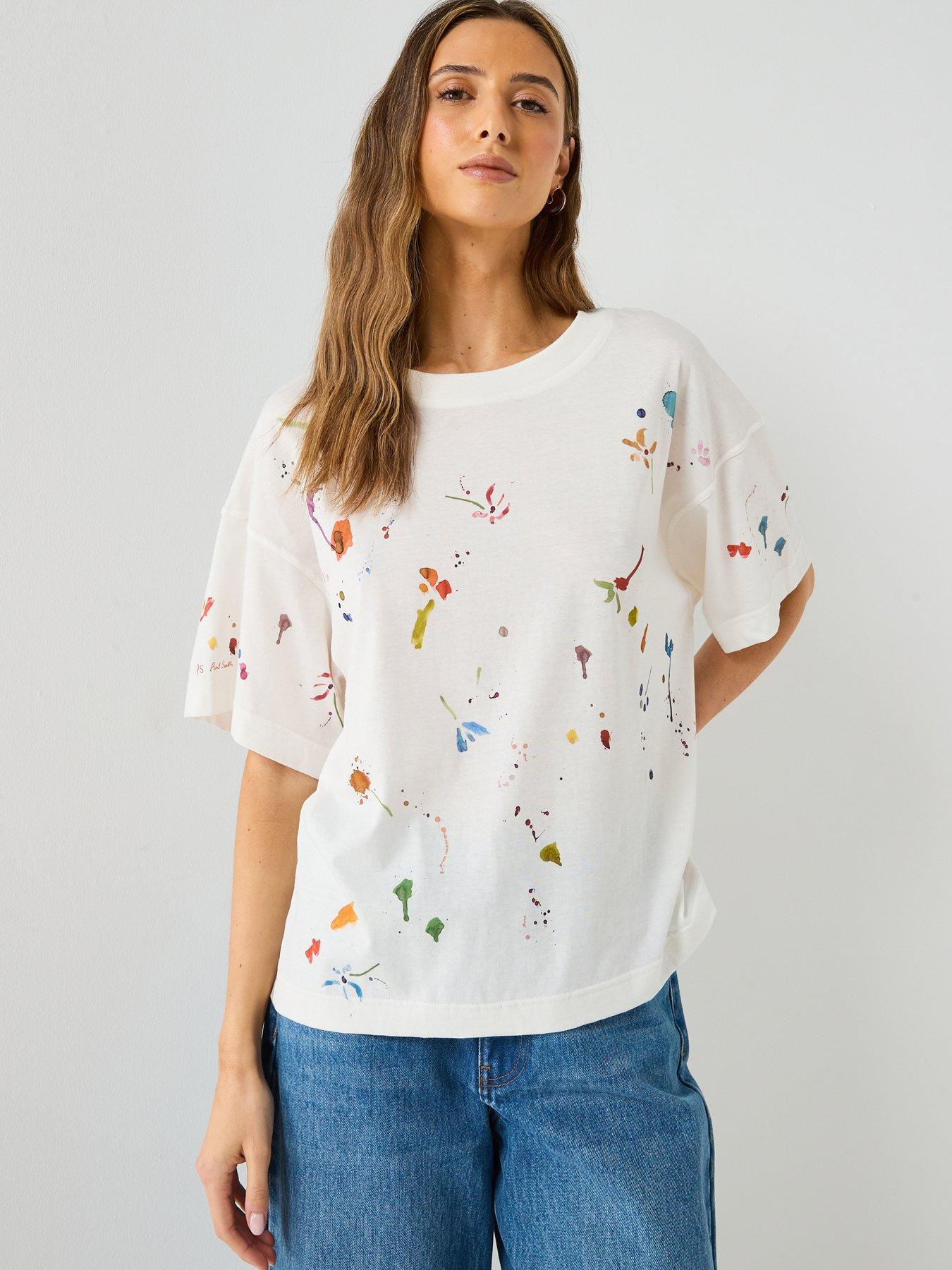 PS PAUL SMITH Womens Paint Marks T-Shirt - White