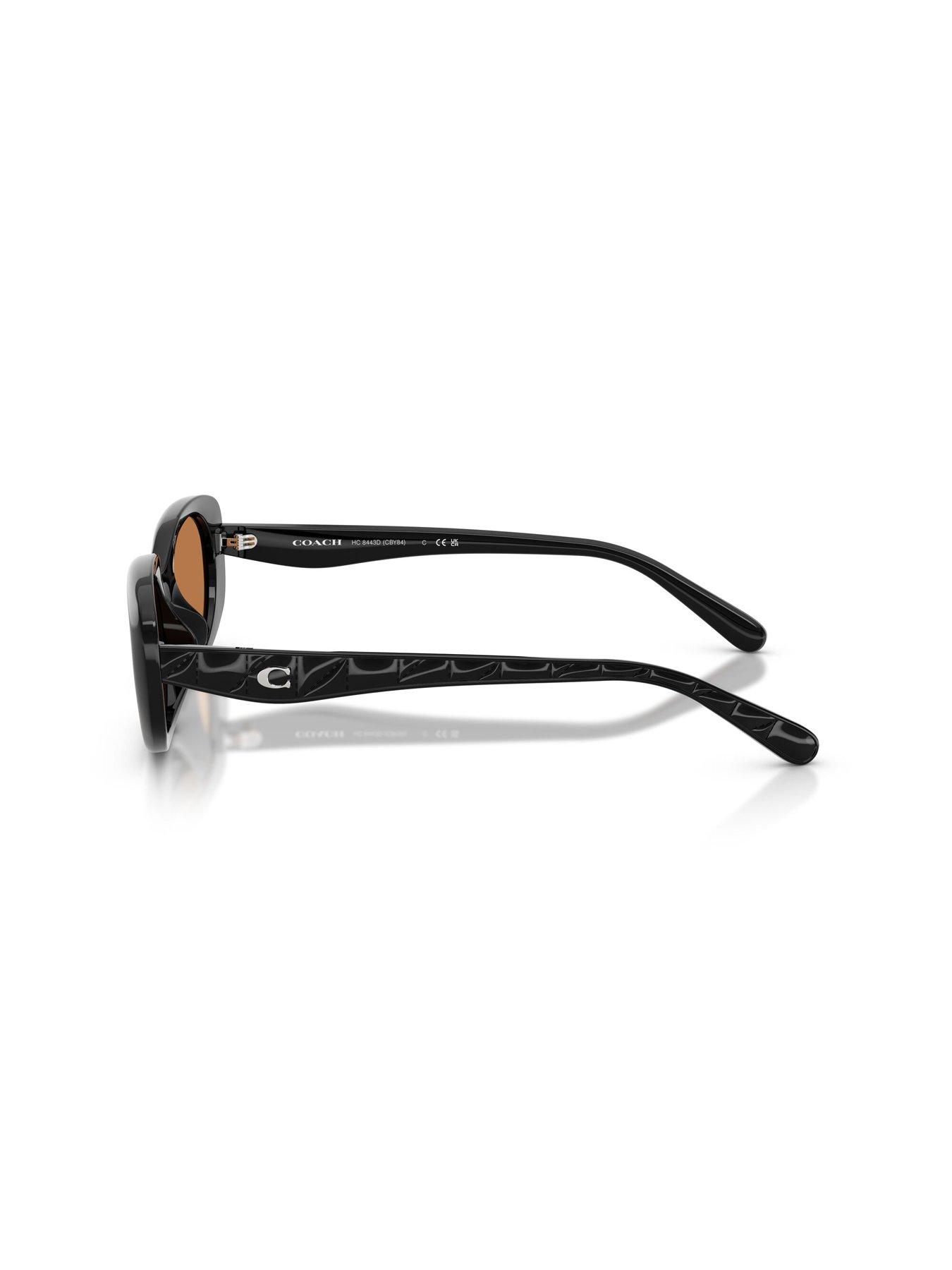  image of coach-oval-sunglasses--black-with-amber-lens