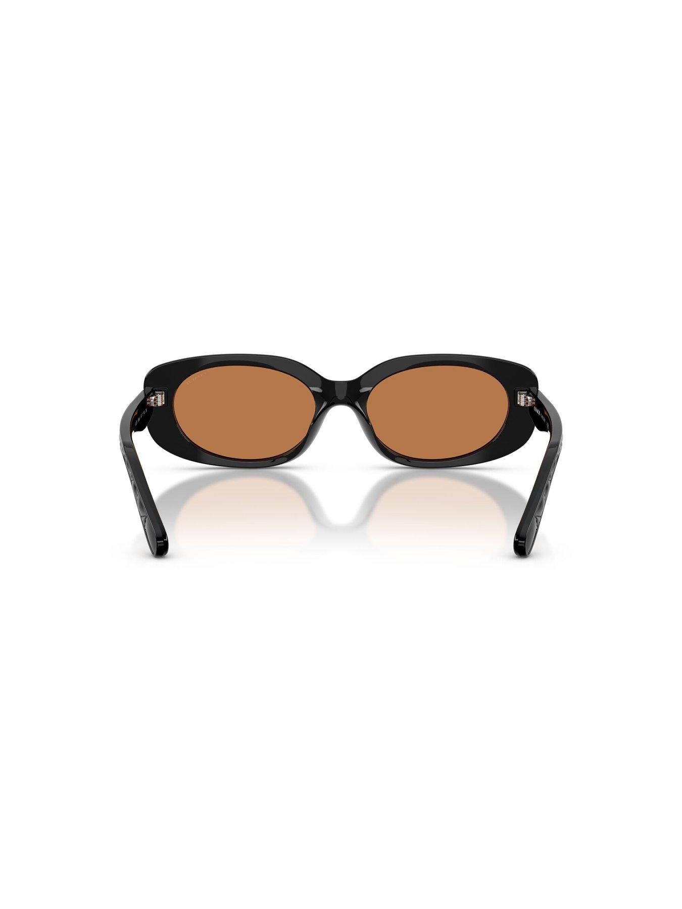  image of coach-oval-sunglasses--black-with-amber-lens