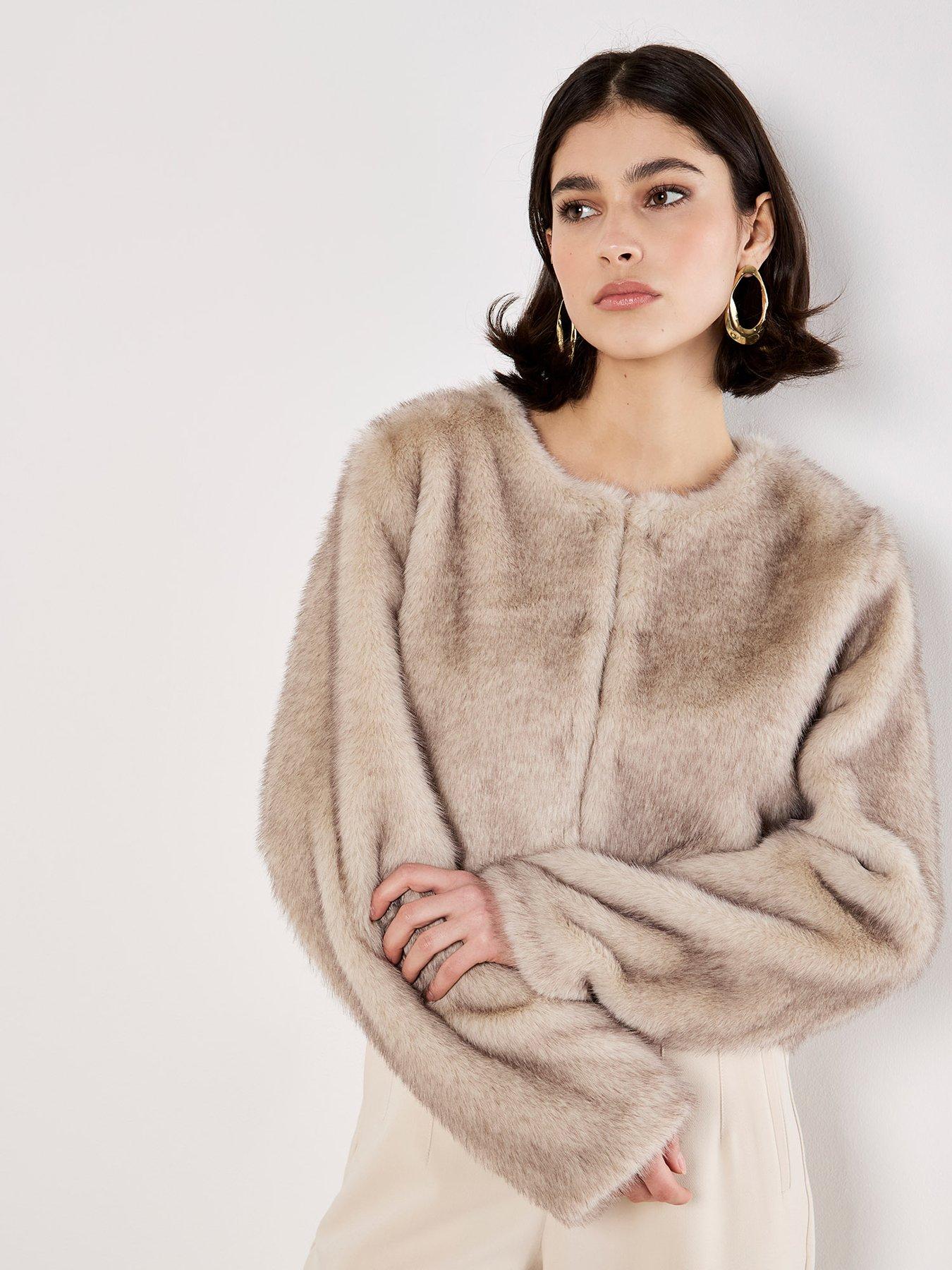 Apricot Luxe Fur Short Cropped Jacket