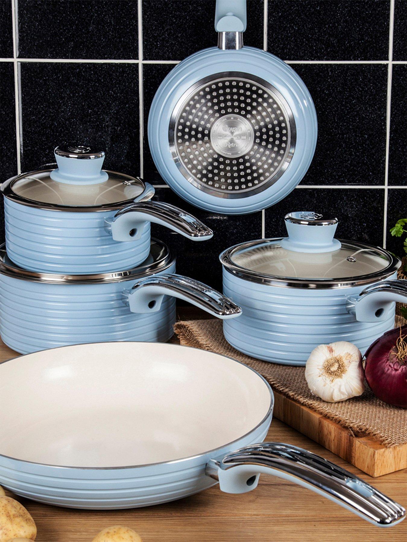 Swan Retro 5 Piece Pan Set Blue
