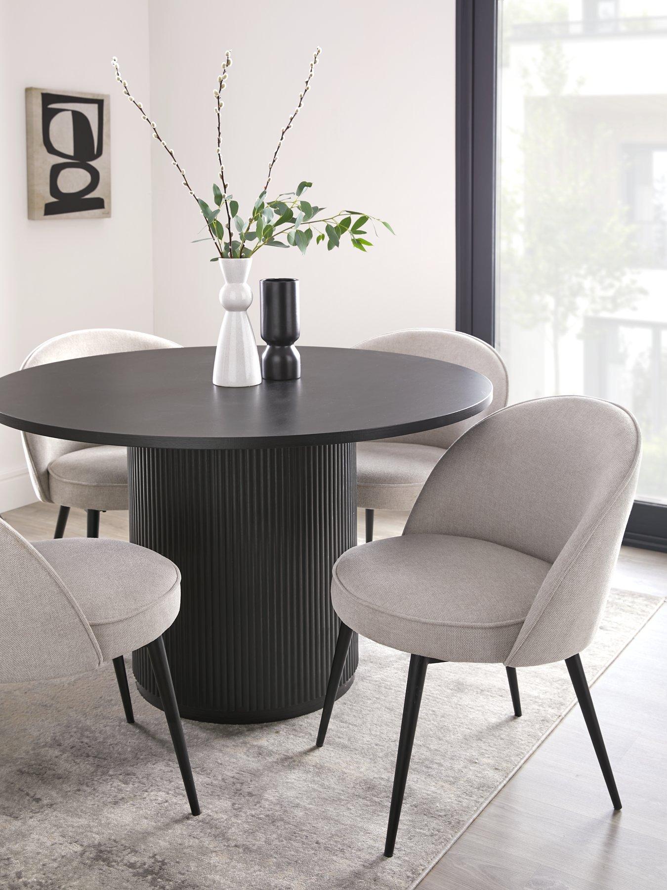 The Very Collection Carina Black 120cm Round Dining Table  &  4 Carina Natural Chairs - FSC® Certified