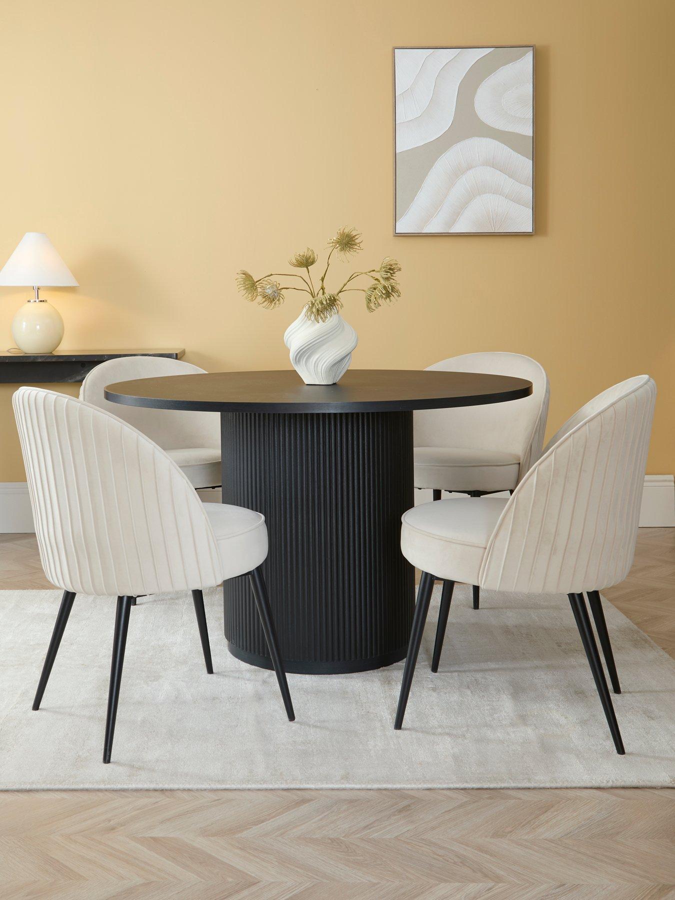 The Very Collection Carina Black 120cm Round Dining Table  &  4 Mia Chairs - FSC® Certified