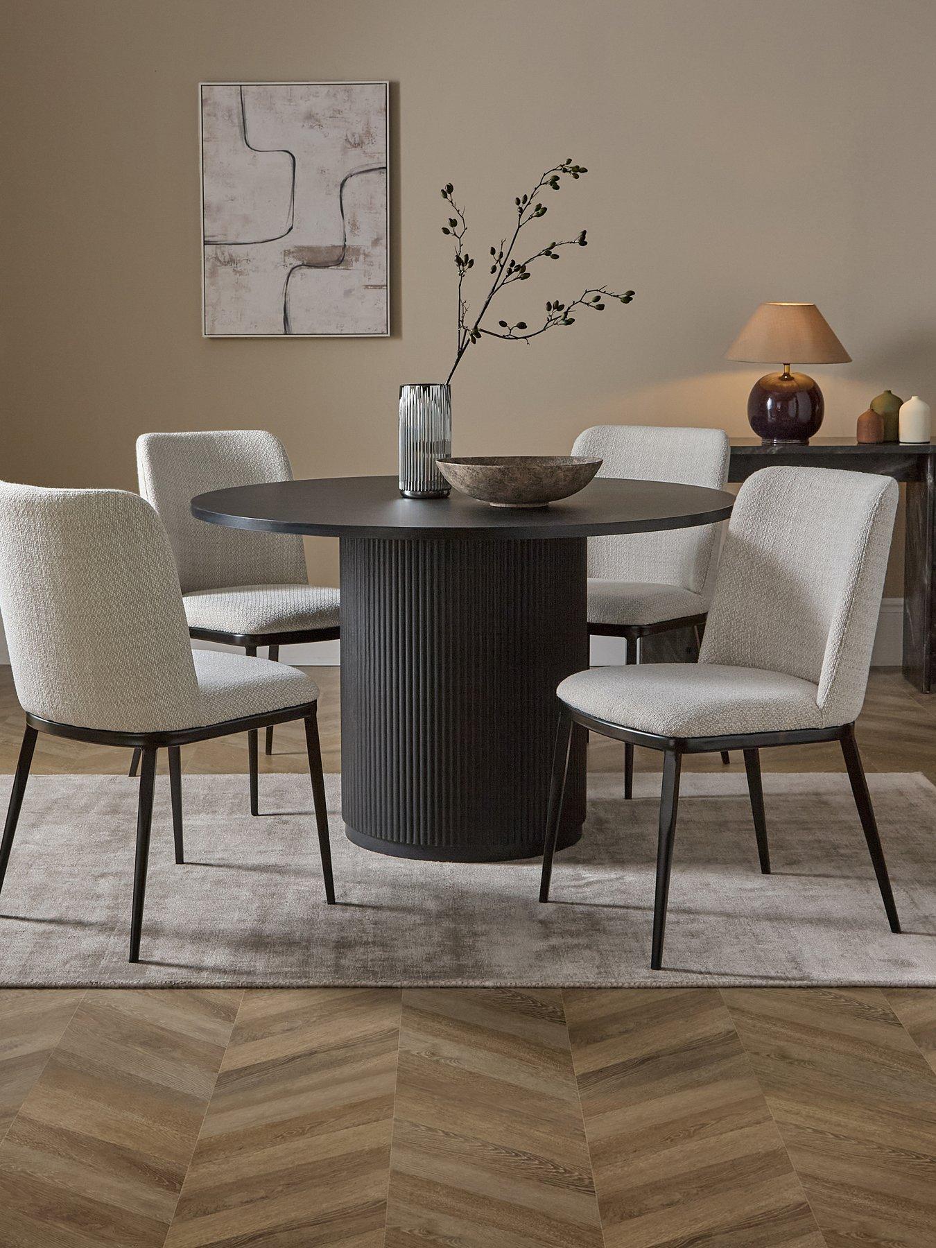 The Very Collection Carina Black 120cm Round Dining Table  &  4 Willow Standard Chairs - FSC® Certified