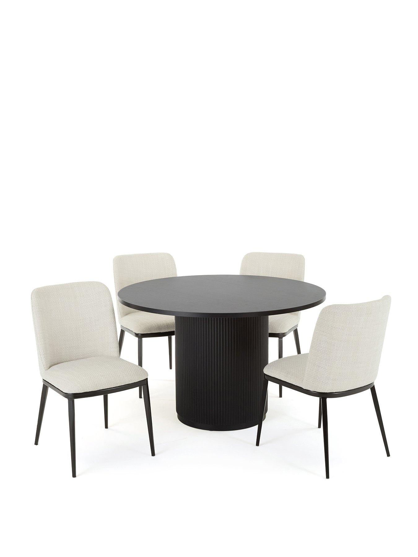 Image 2 of 7 of The Very Collection Carina Black 120cm Round Dining Table &amp; 4 Willow Standard Chairs - FSC&reg; Certified
