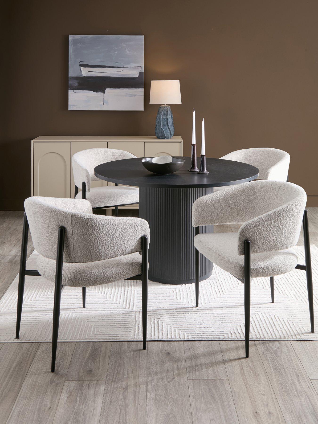 The Very Collection Carina Black 120cm Round Dining Table  &  4 Romie Chairs - FSC® Certified