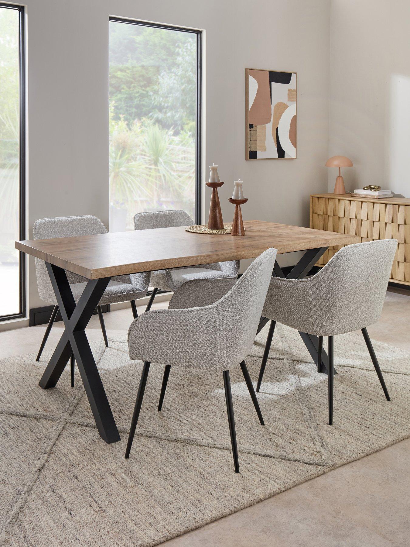 The Very Collection Mathers 160cm Dining Table & 4 Alisha Boucle Dining Chairs