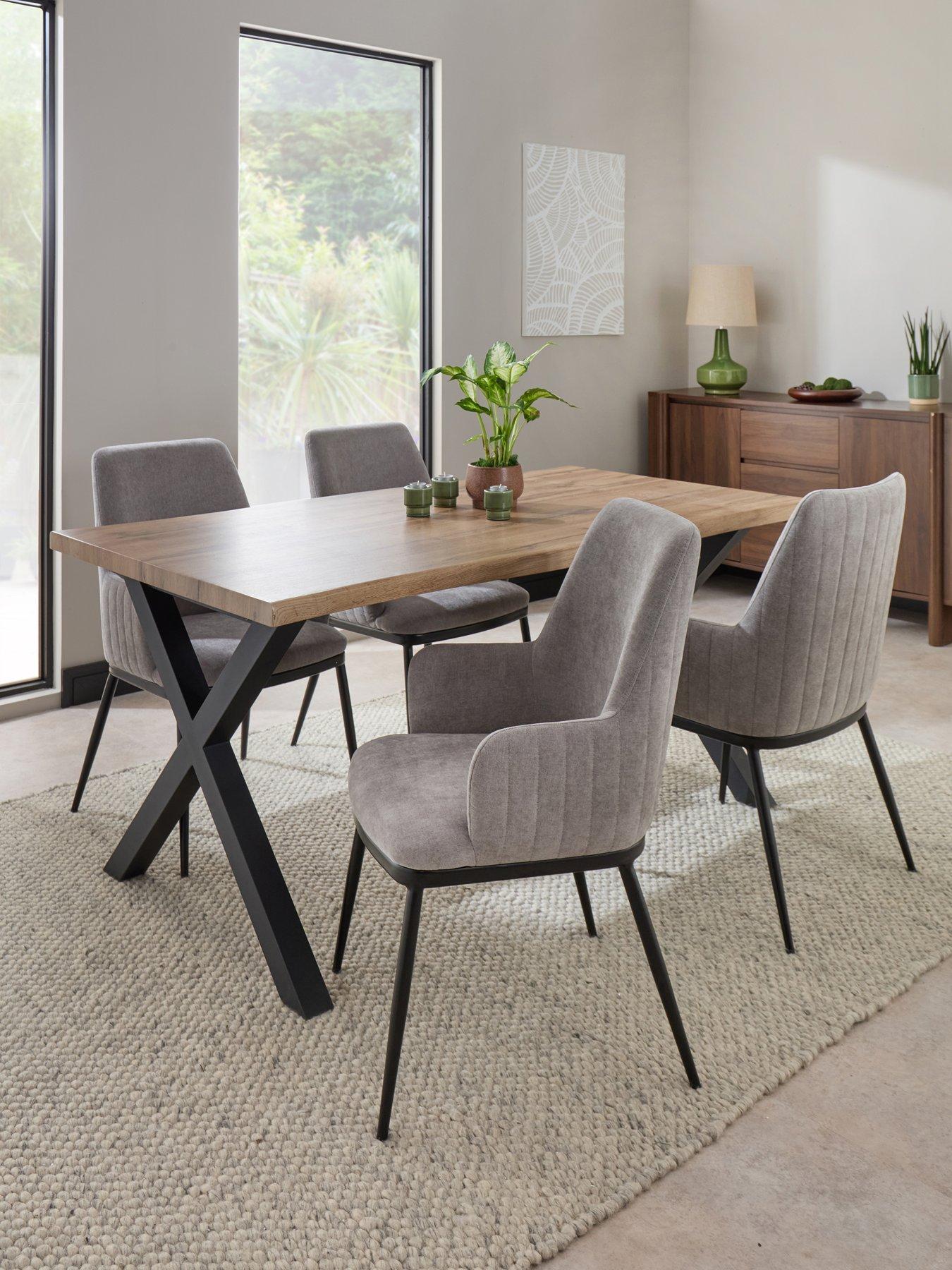 The Very Collection Mathers 160cm Dining Table & 4 Nina Light Grey Chairs