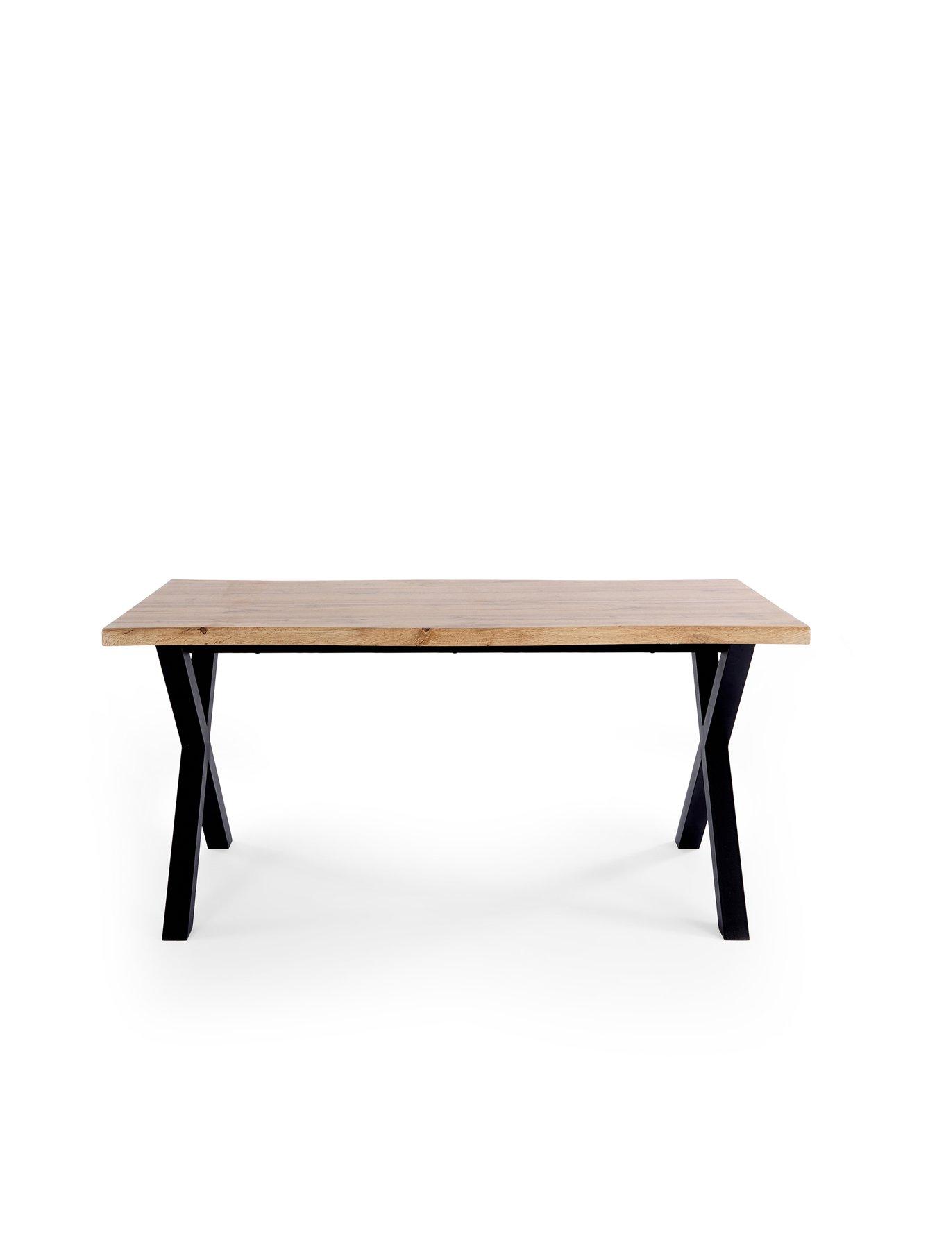 Image 3 of 6 of The Very Collection Mathers 160cm Dining Table with Wavy Edge Detail &amp; 4 Nina Navy Chairs - FSC&reg; Certified