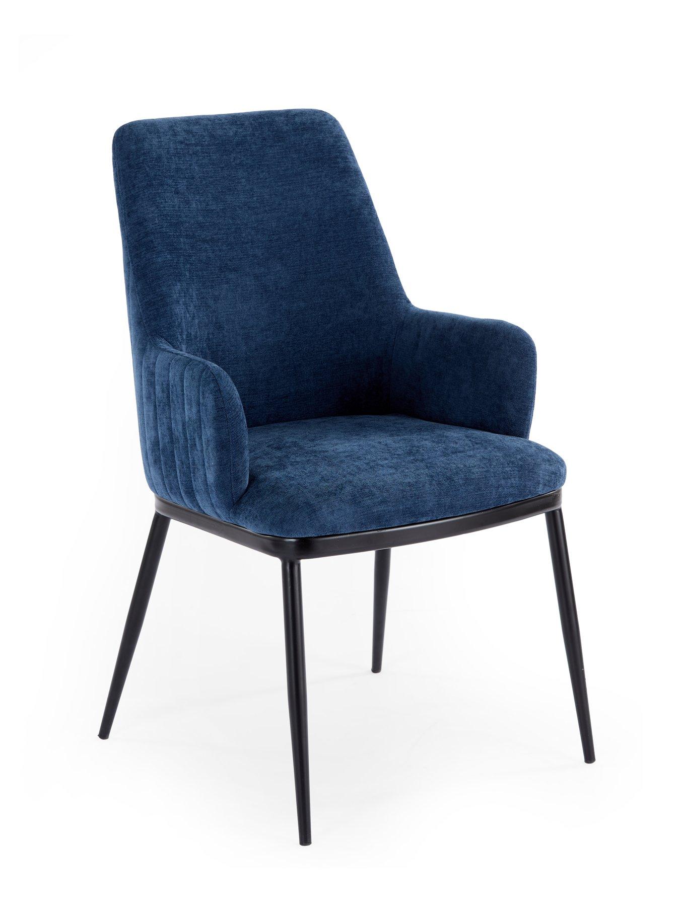 Image 5 of 6 of The Very Collection Mathers 160cm Dining Table with Wavy Edge Detail &amp; 4 Nina Navy Chairs - FSC&reg; Certified
