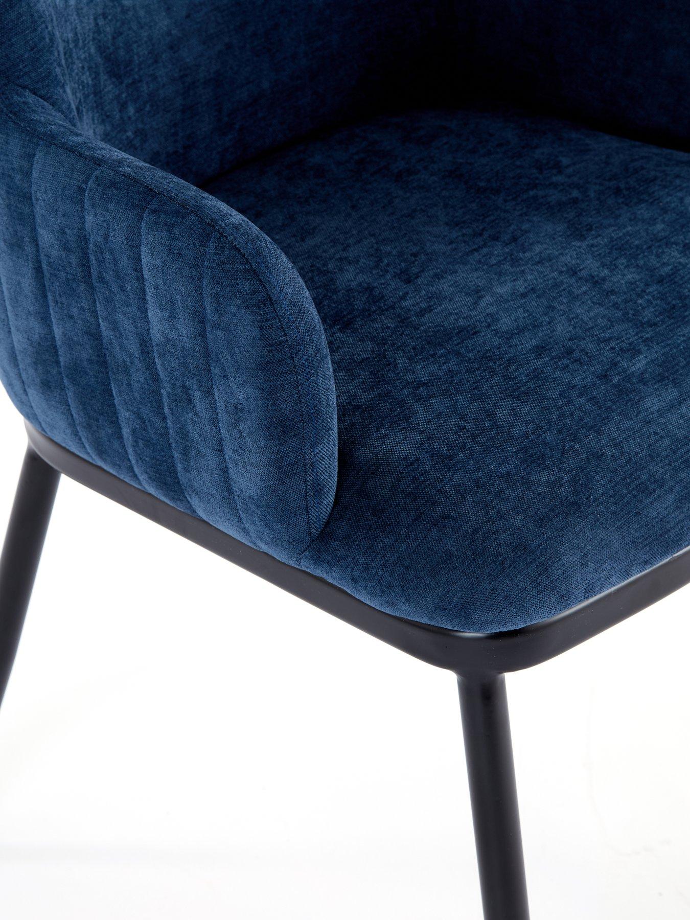 Image 6 of 6 of The Very Collection Mathers 160cm Dining Table with Wavy Edge Detail &amp; 4 Nina Navy Chairs - FSC&reg; Certified