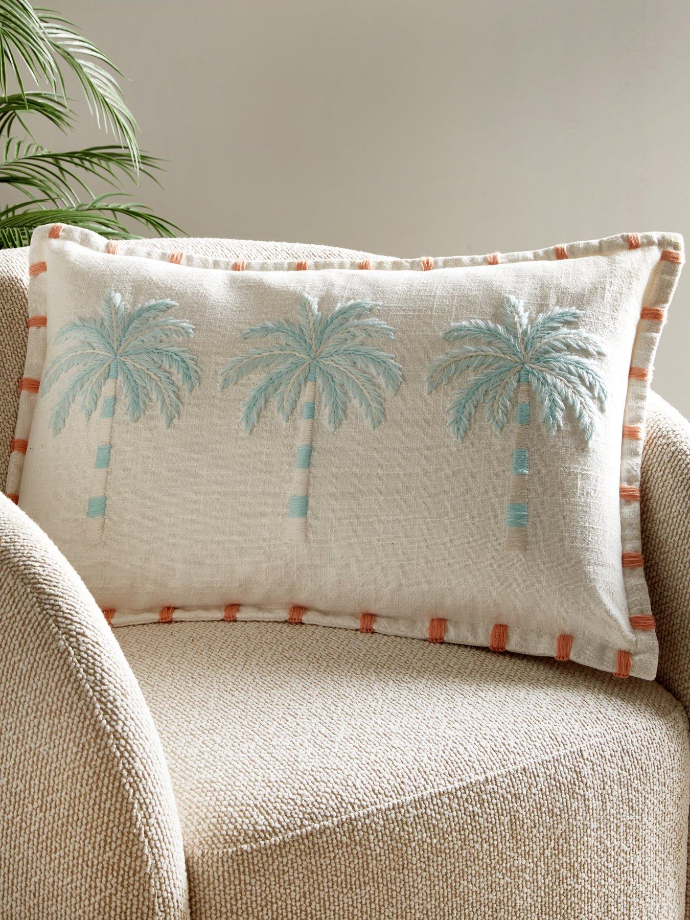 Image 1 of 6 of The Very Collection Embroidered Palms Cushion Cover