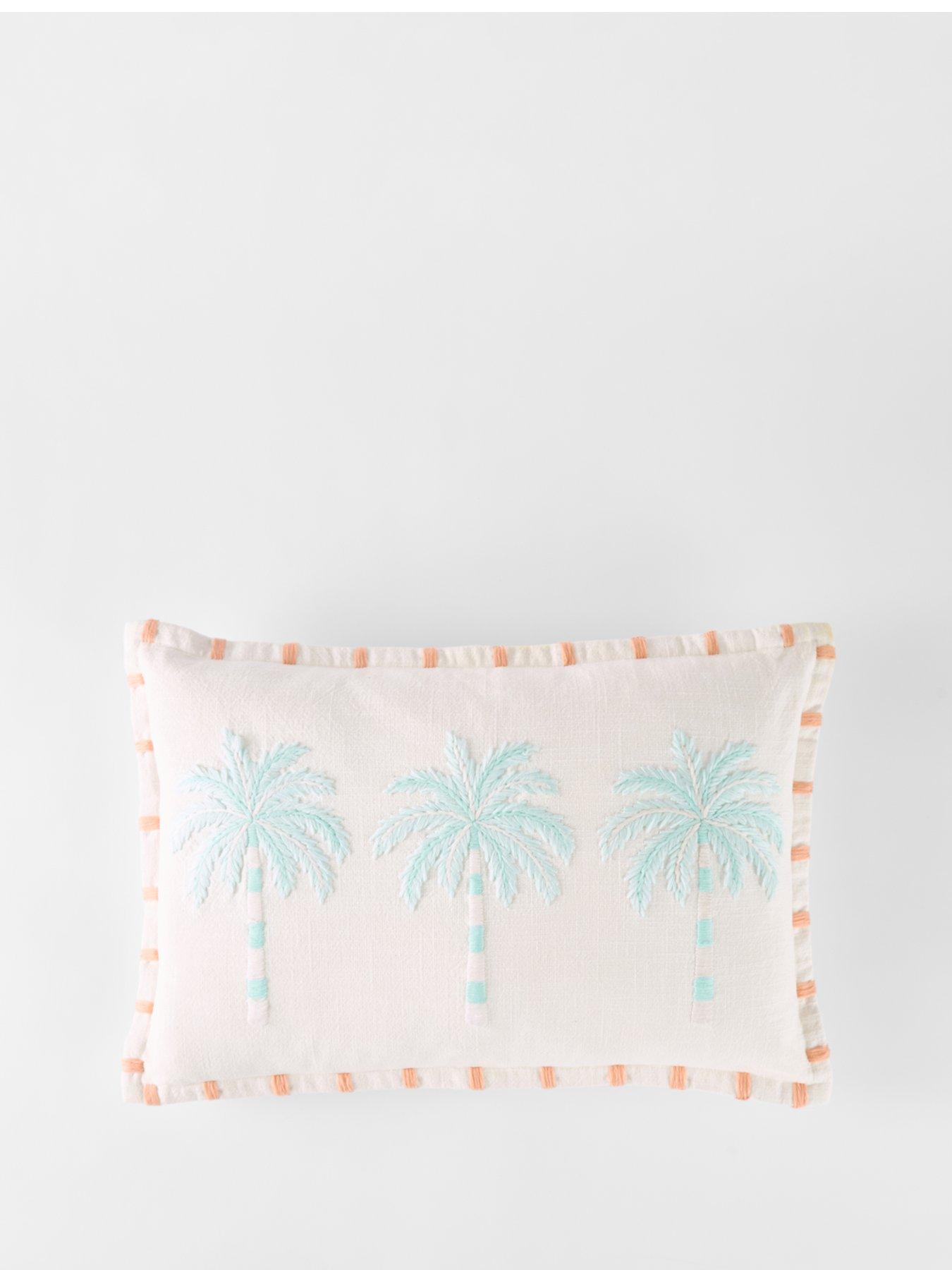 Image 2 of 6 of The Very Collection Embroidered Palms Cushion Cover