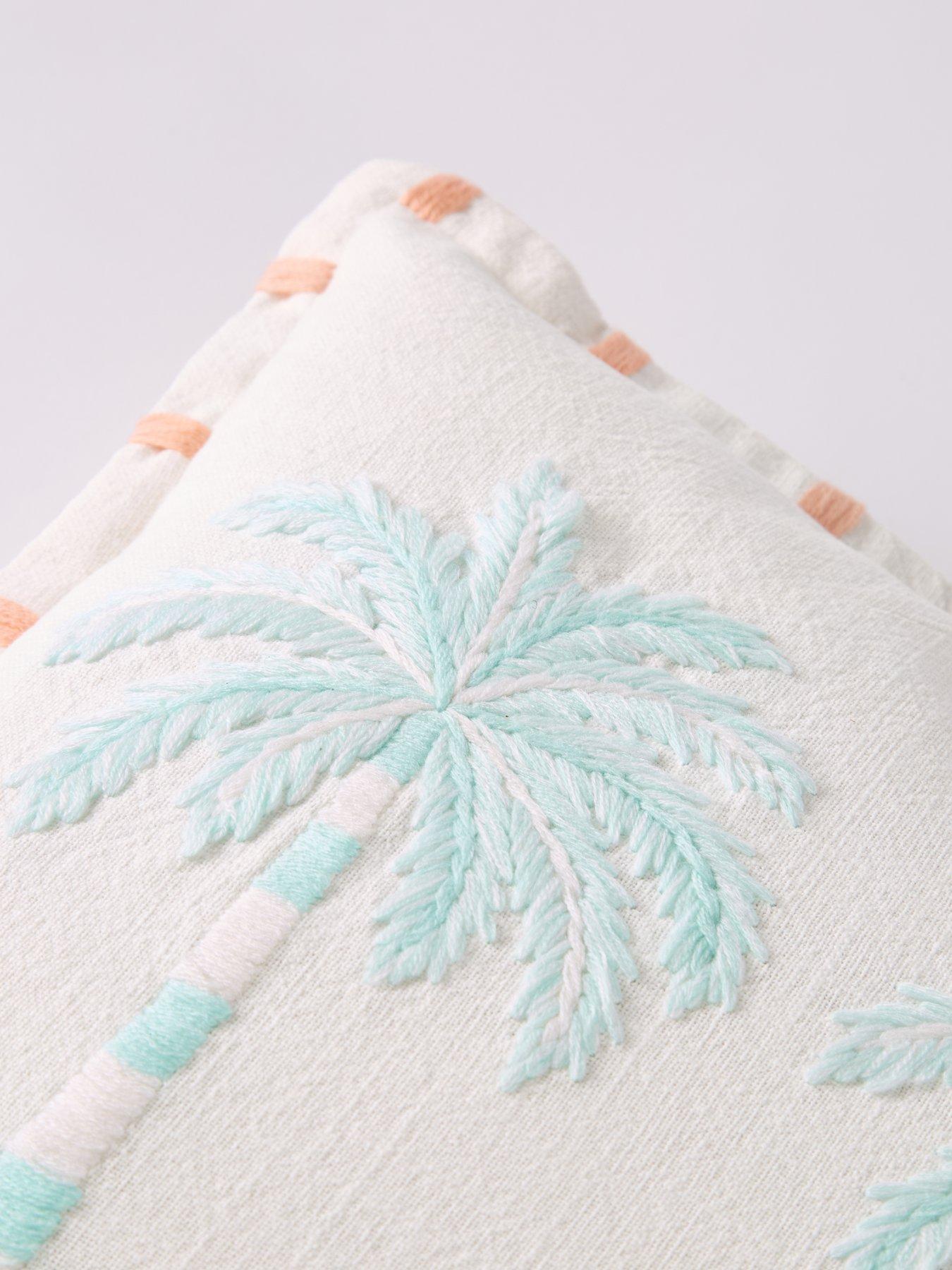 Image 6 of 6 of The Very Collection Embroidered Palms Cushion Cover