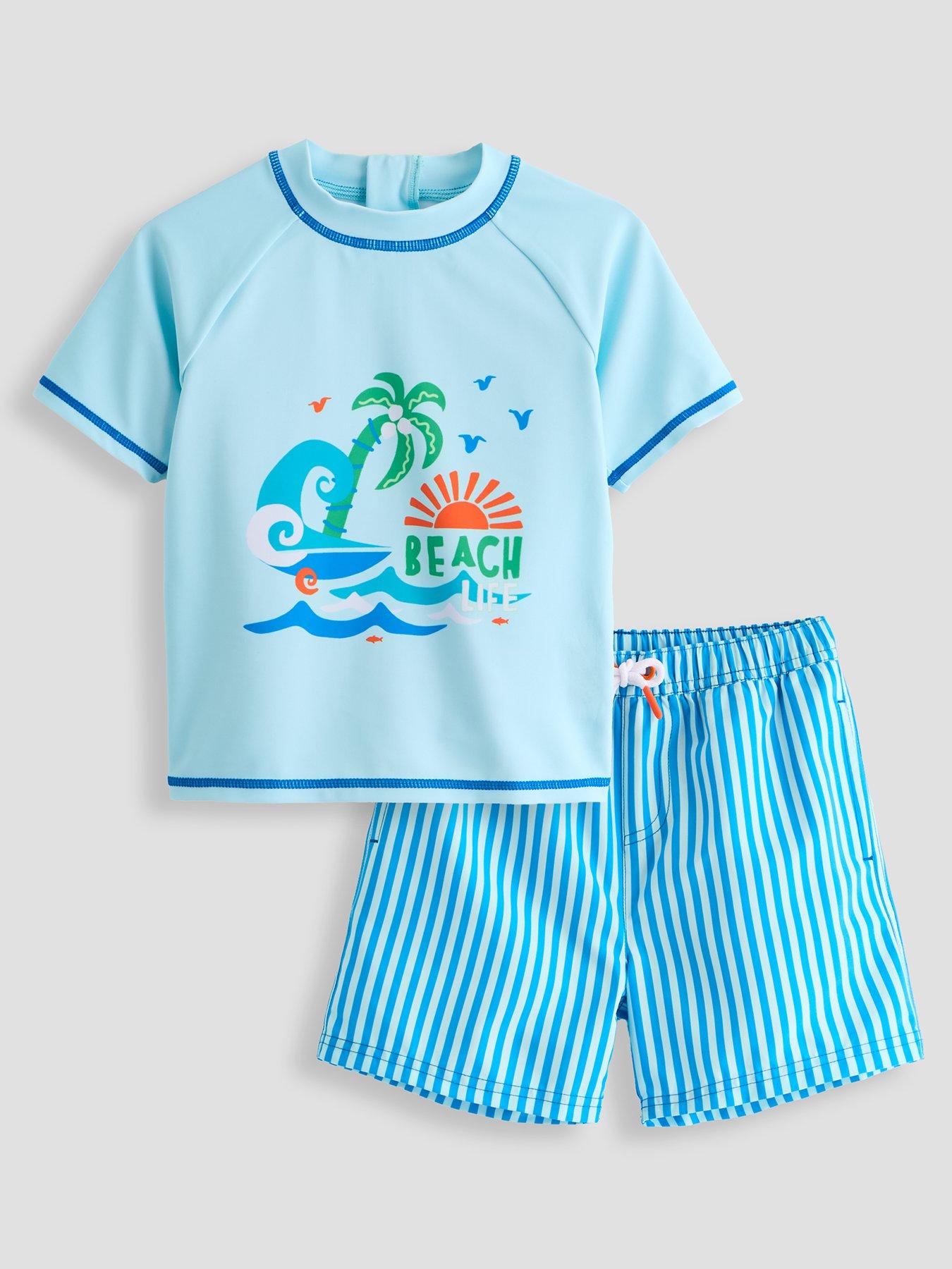 Image 1 of 5 of The Very Collection Kids Palm Tree T-Shirt and Striped Sorts Bright Sunsafe Set - Multi