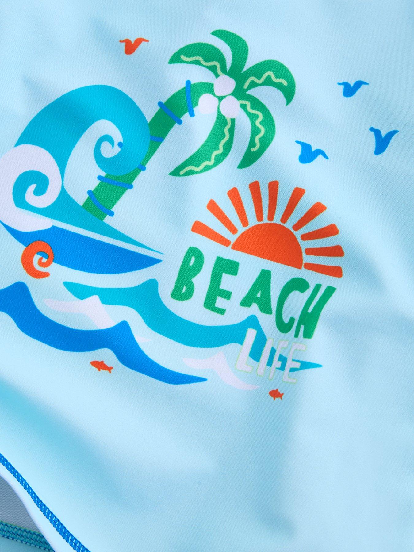 Image 3 of 5 of The Very Collection Kids Palm Tree T-Shirt and Striped Sorts Bright Sunsafe Set - Multi