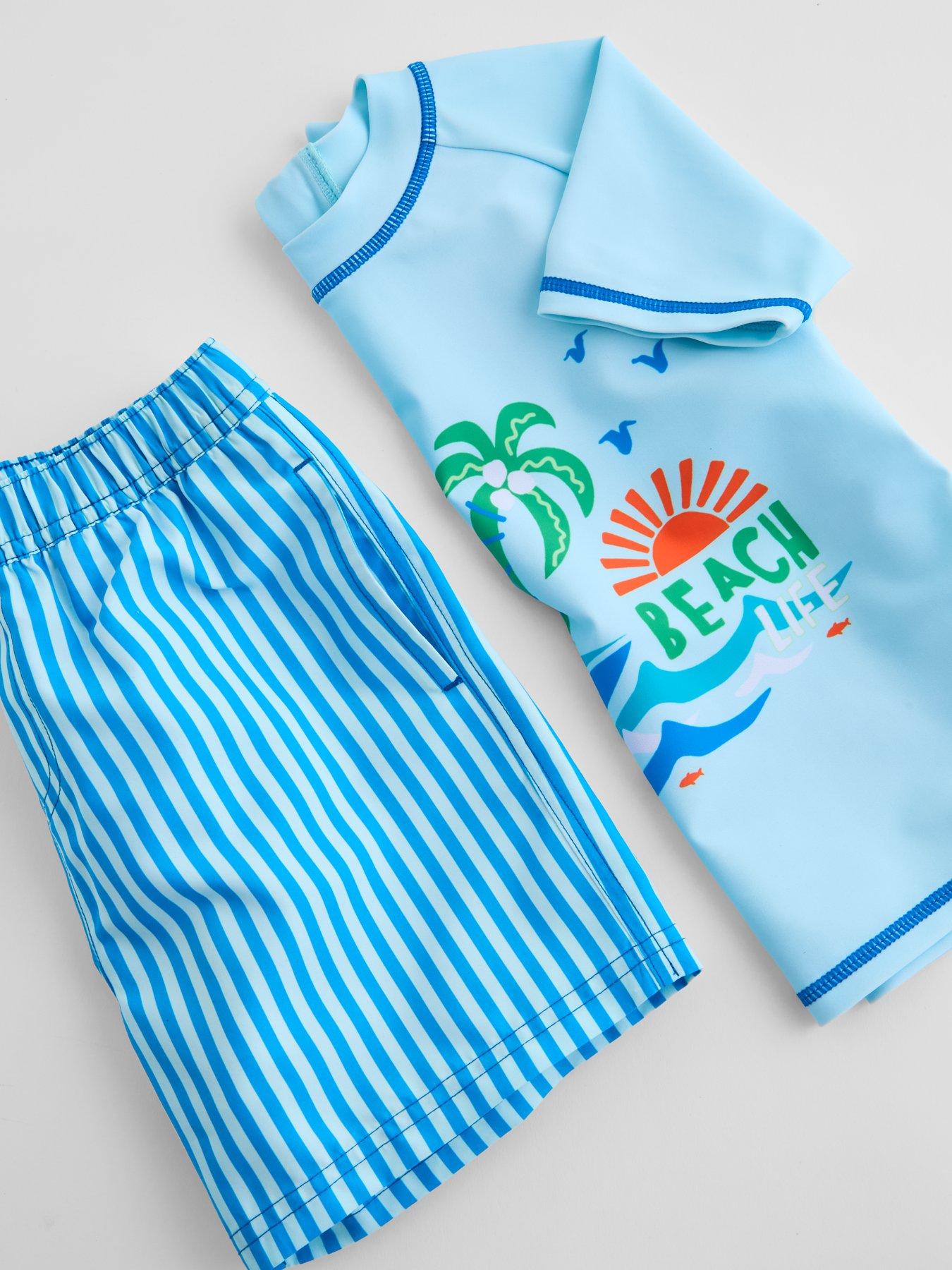 Image 5 of 5 of The Very Collection Kids Palm Tree T-Shirt and Striped Sorts Bright Sunsafe Set - Multi