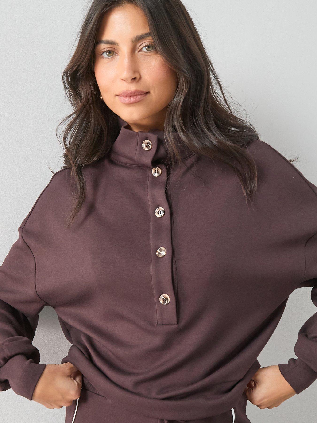Image 1 of 7 of The Very Collection Funnel Neck Soft Touch Modal Top - Brown