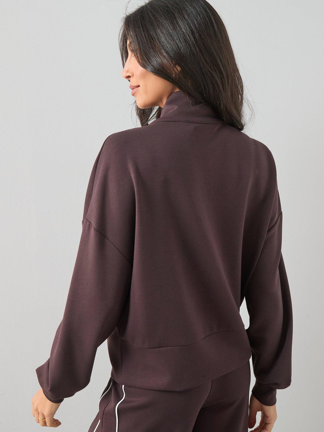 Image 2 of 7 of The Very Collection Funnel Neck Soft Touch Modal Top - Brown